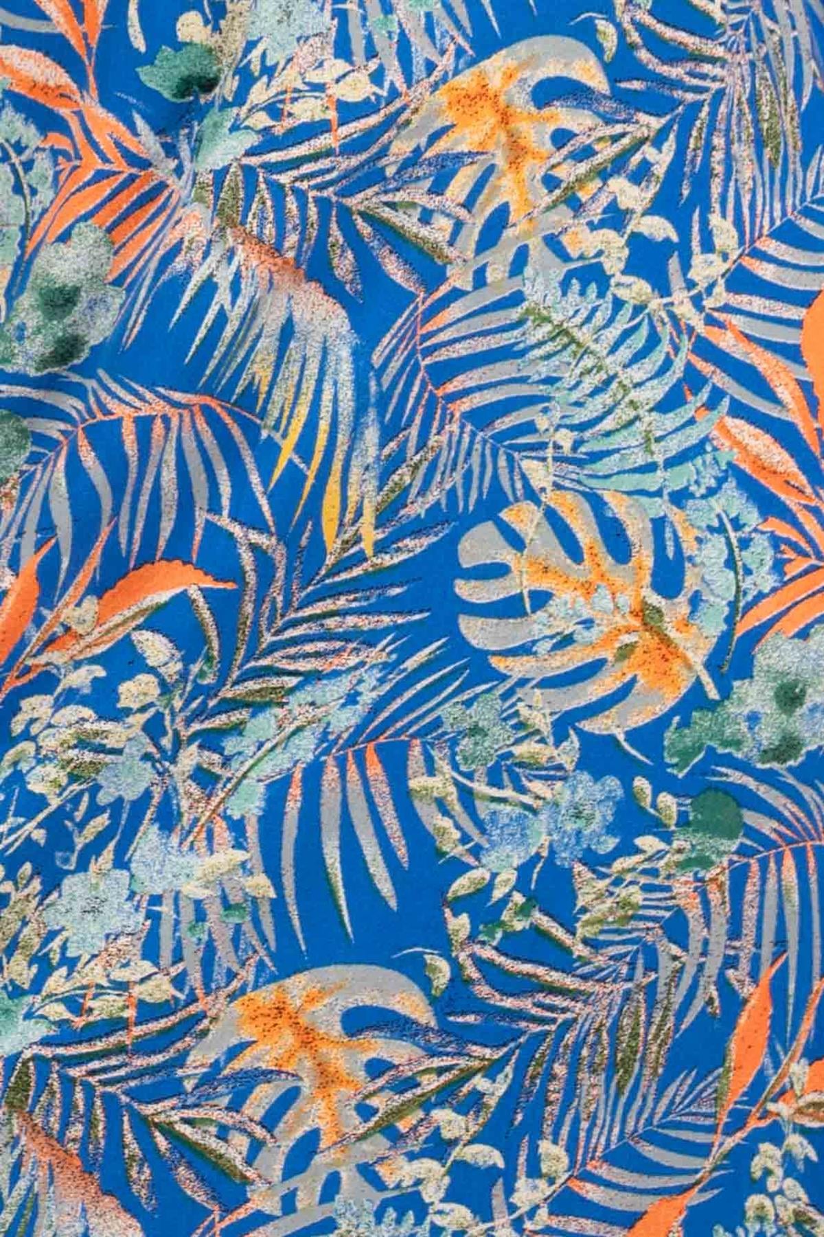 Belted Viscose Dress-Blue