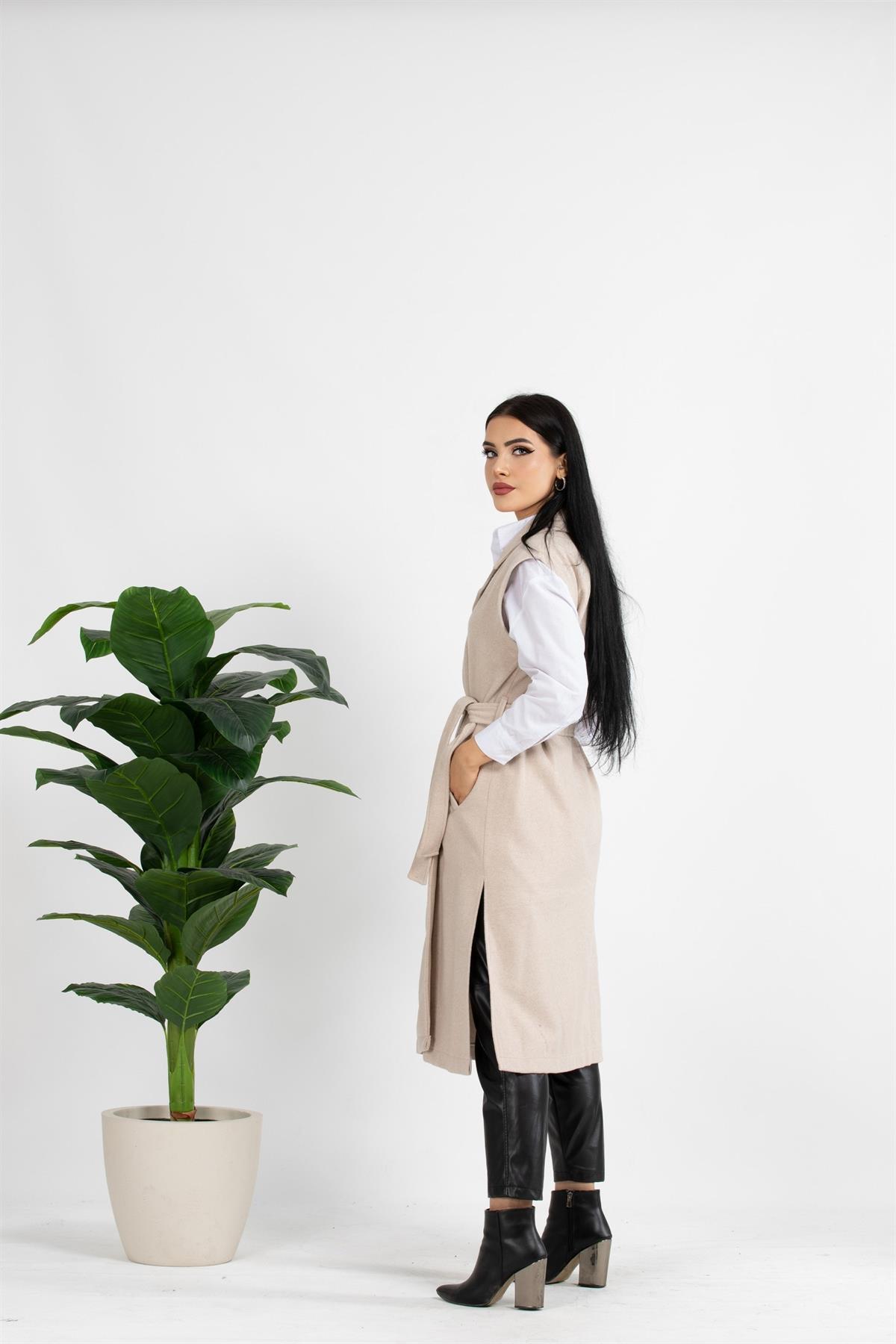 Kaşe Yelek-Bej