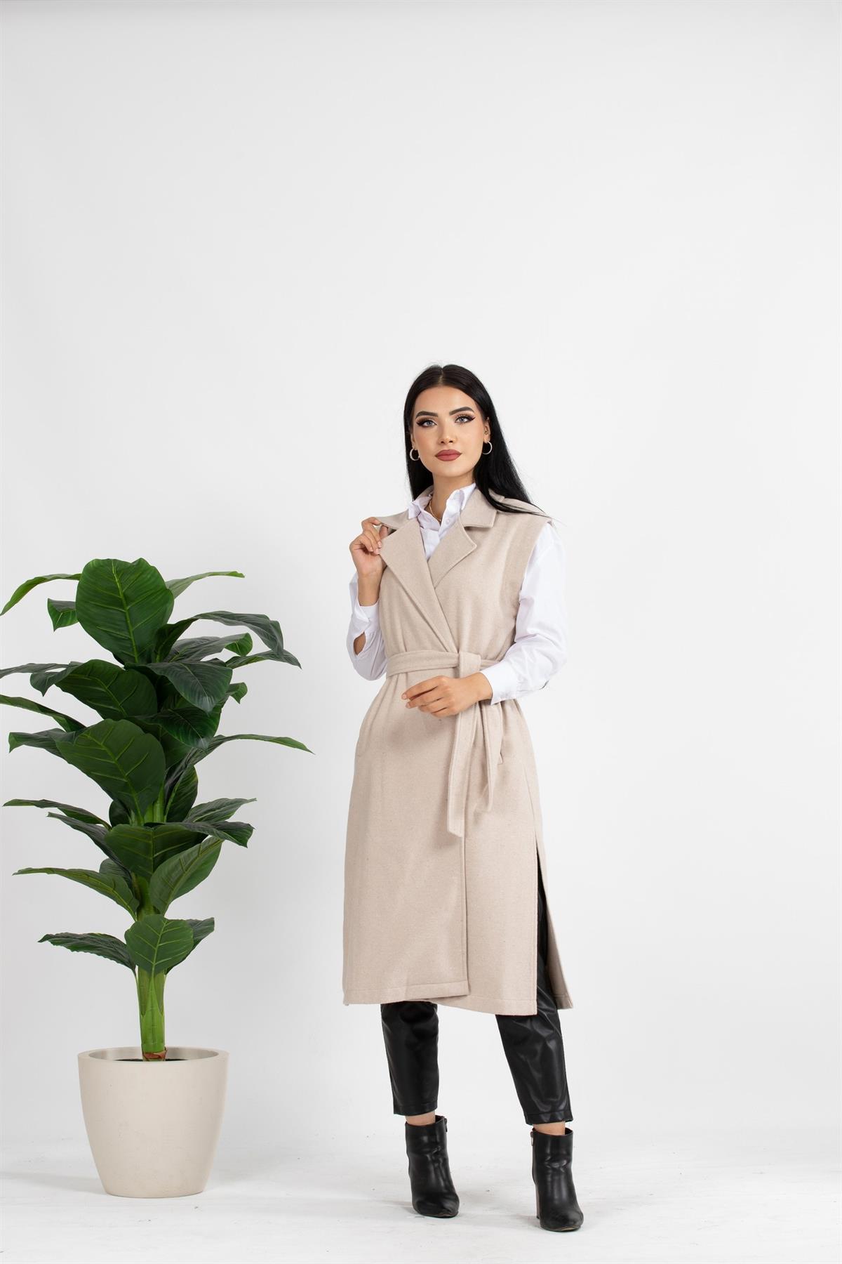 Kaşe Yelek-Bej