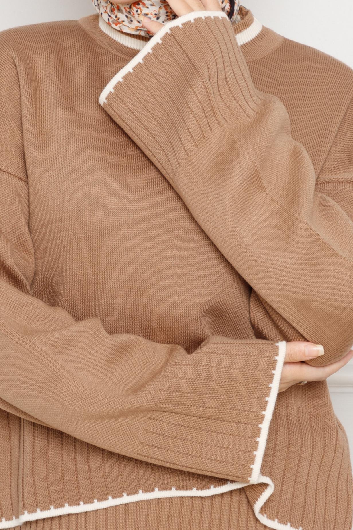 Knitwear dress with Sweater- mink color