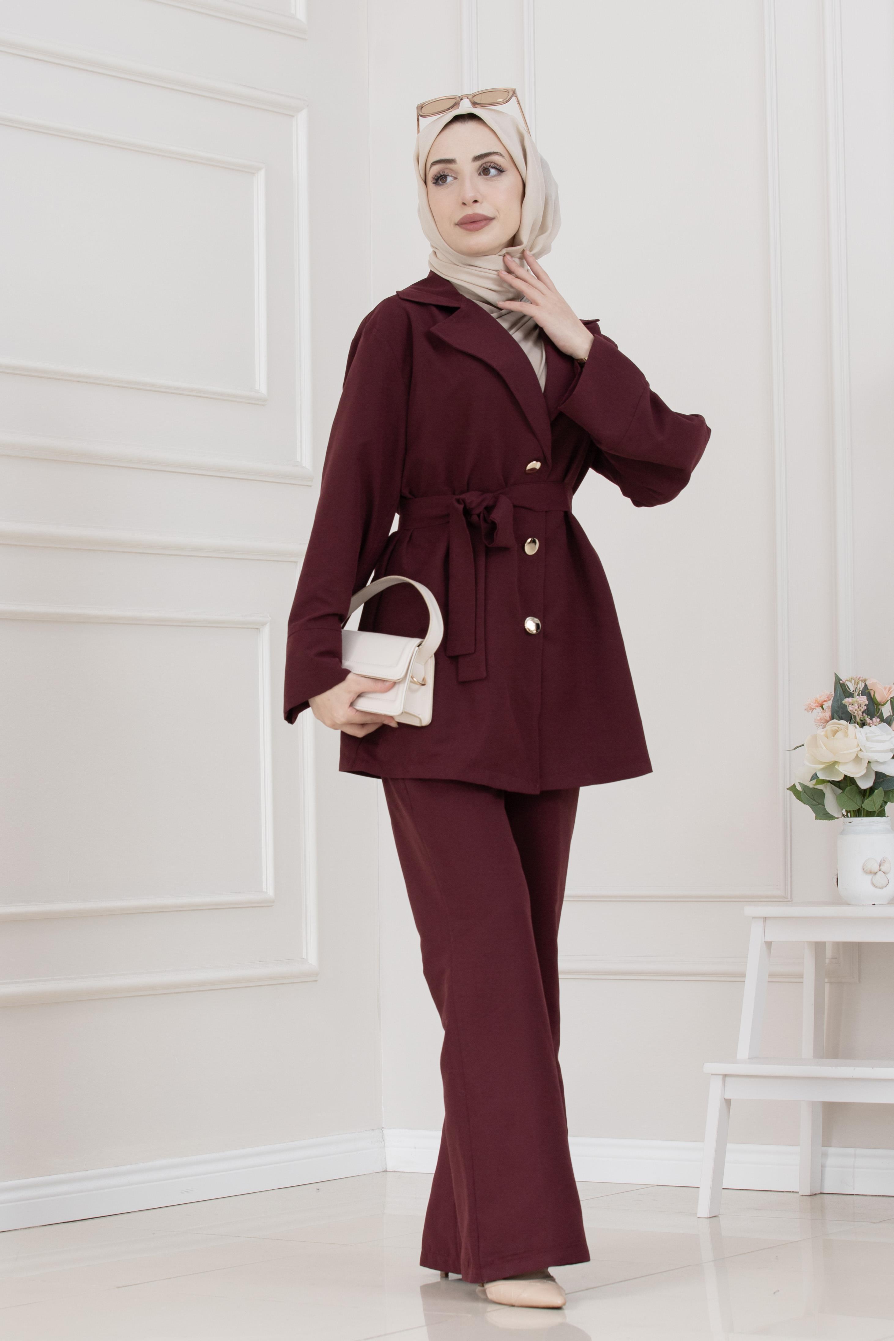 Kemeri Toka Detaylı İkili Takım-BORDO