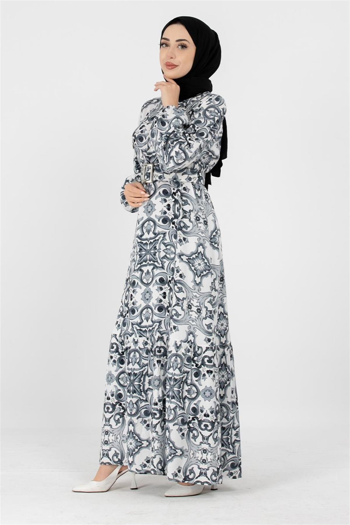 Viscose Belted Dress - Black
