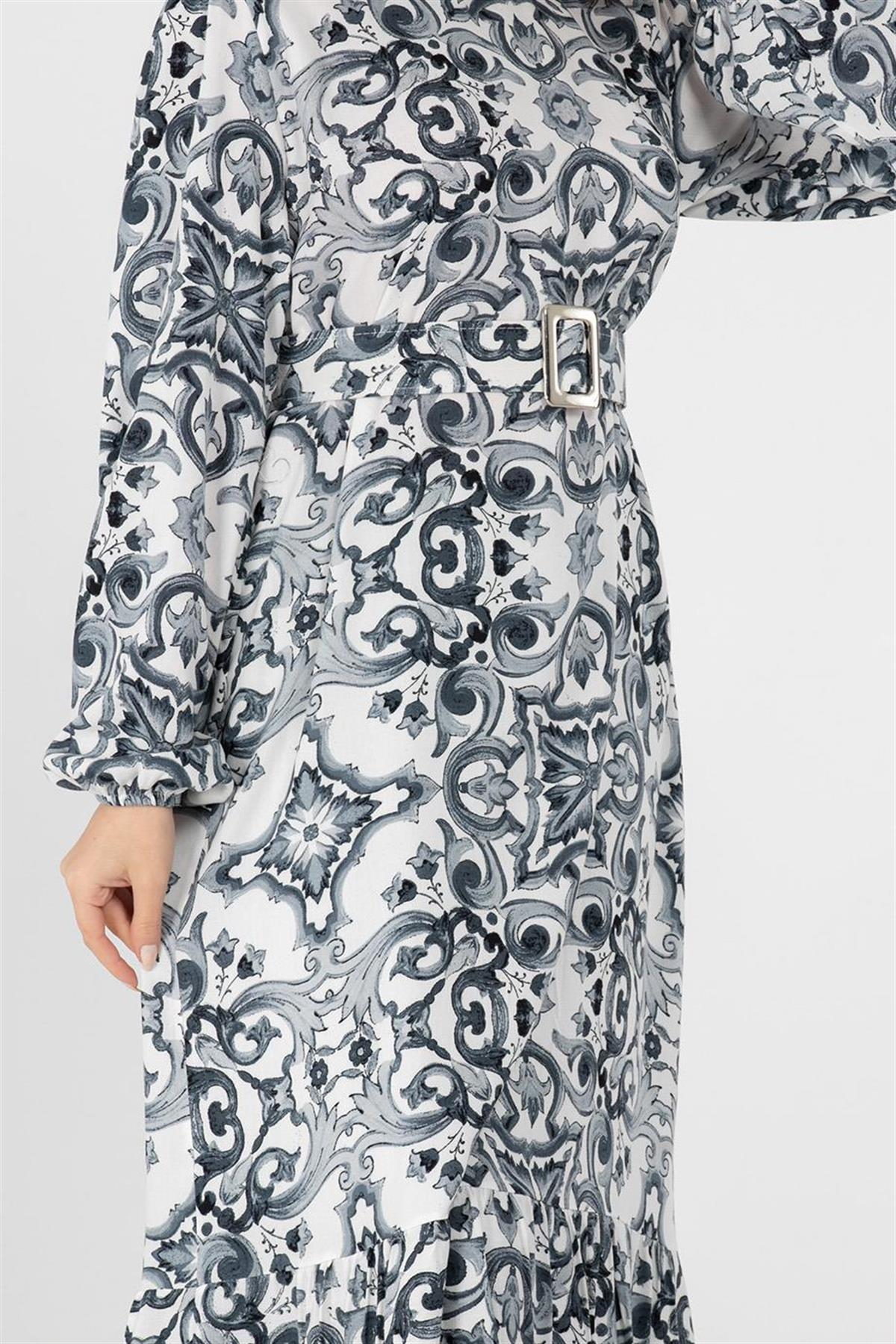 Viscose Belted Dress - Black