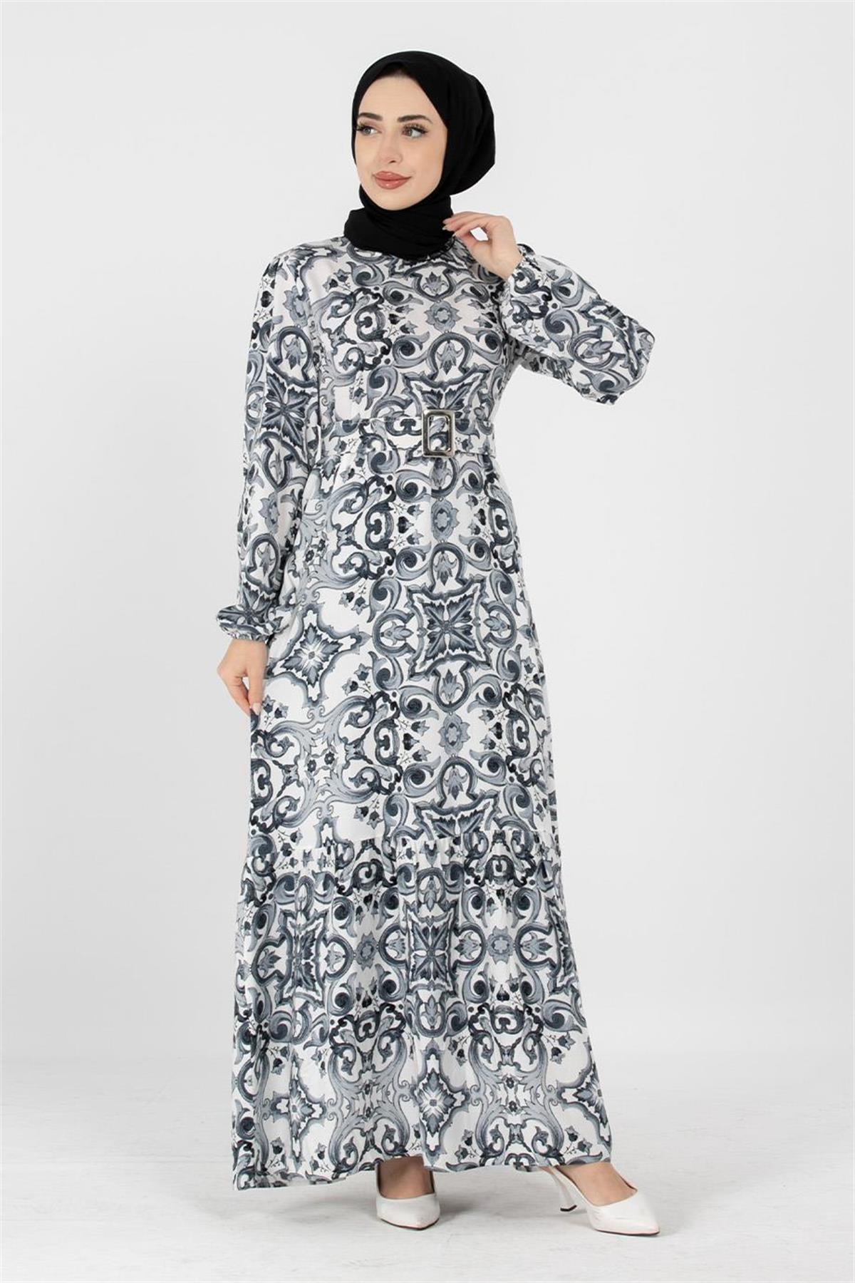 Viscose Belted Dress - Black