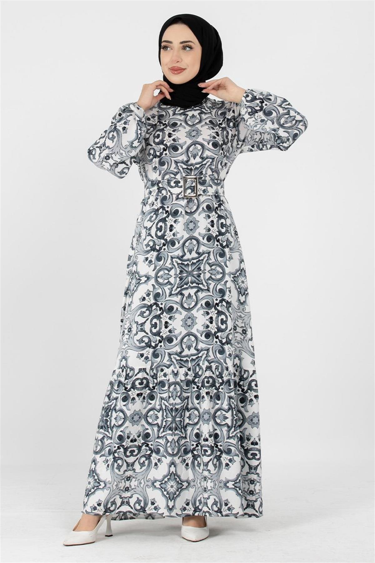 Viscose Belted Dress - Black