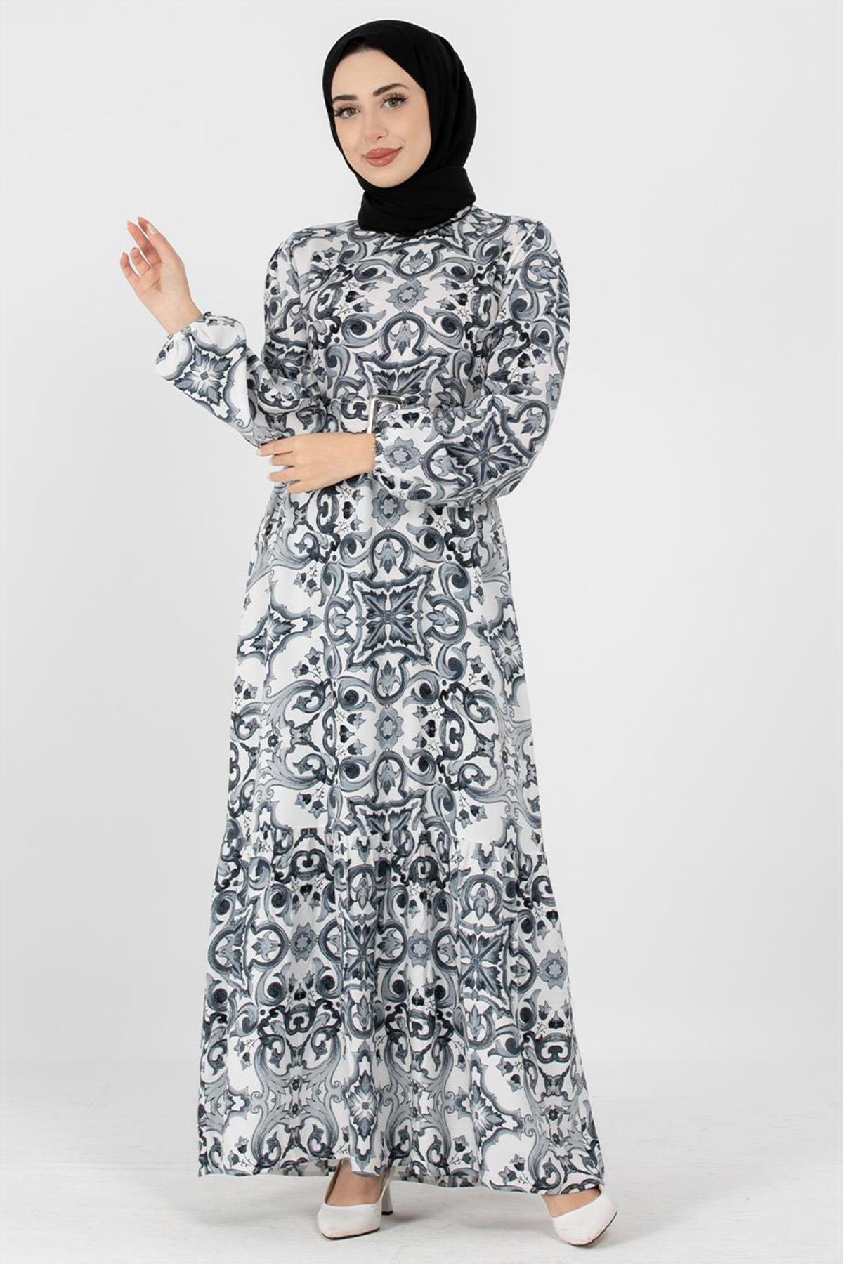 Viscose Belted Dress - Black