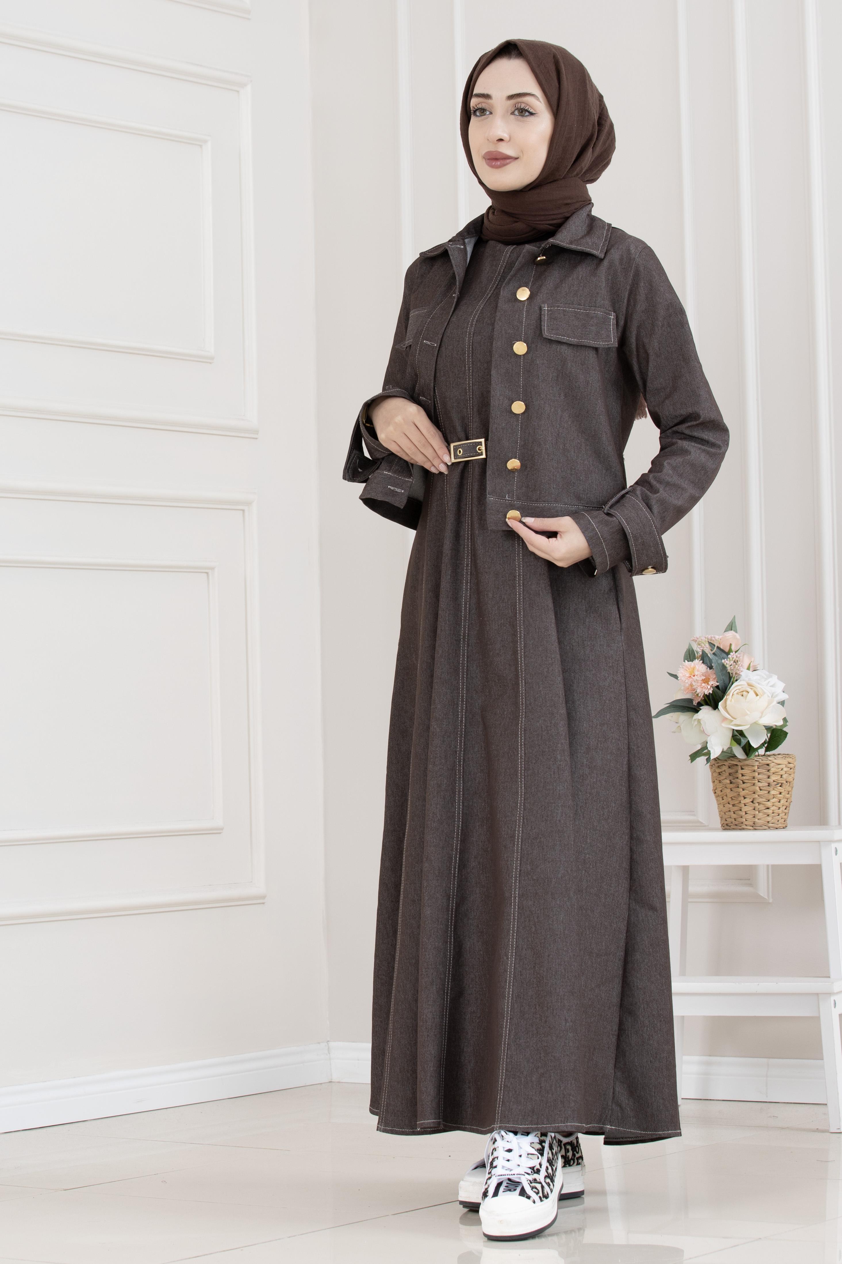 Kolu Apoletli Kot Jile İkili Takım-KAHVERENGİ