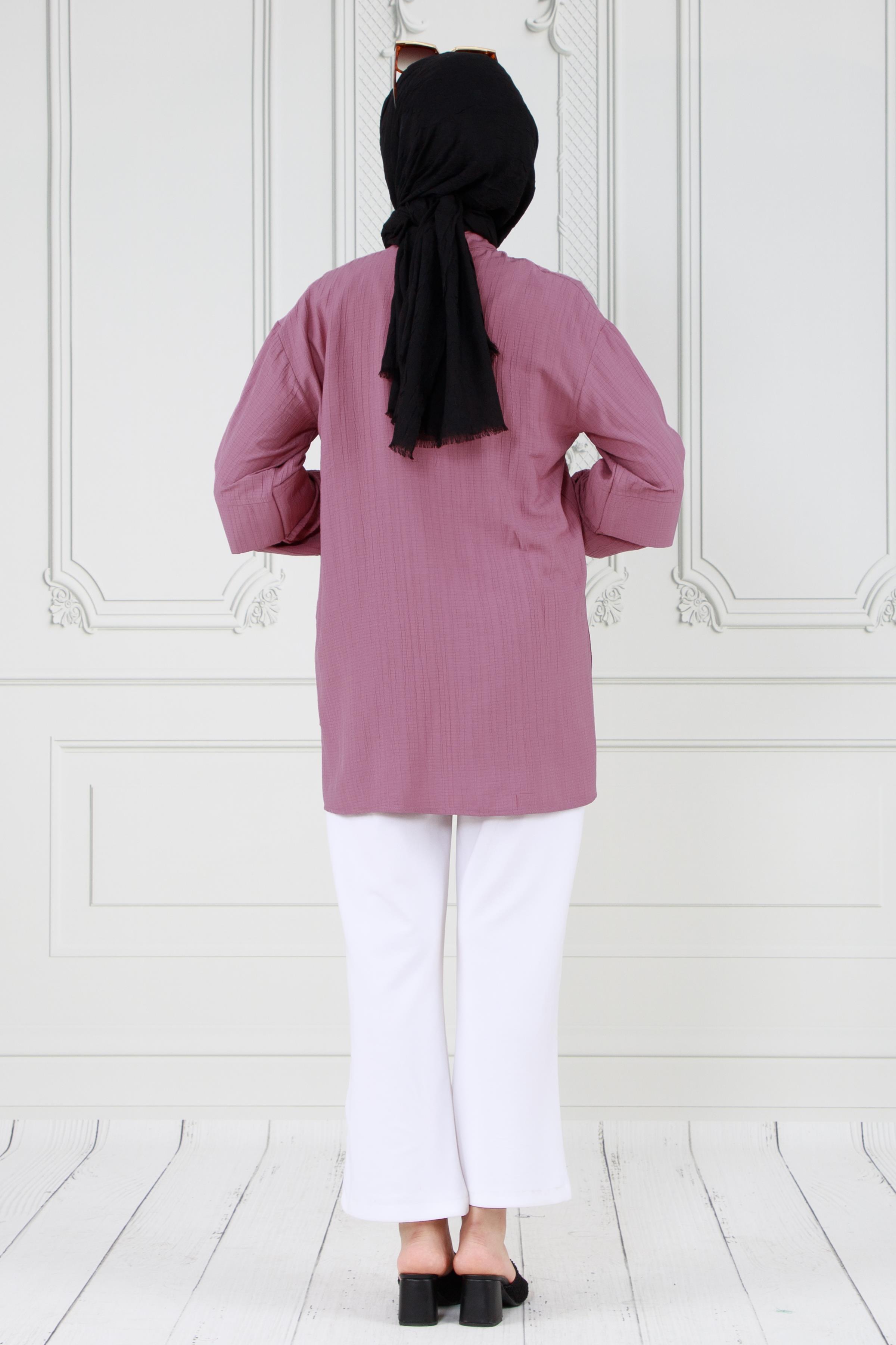 Tunic with Details on Sleeves-Plum color 
