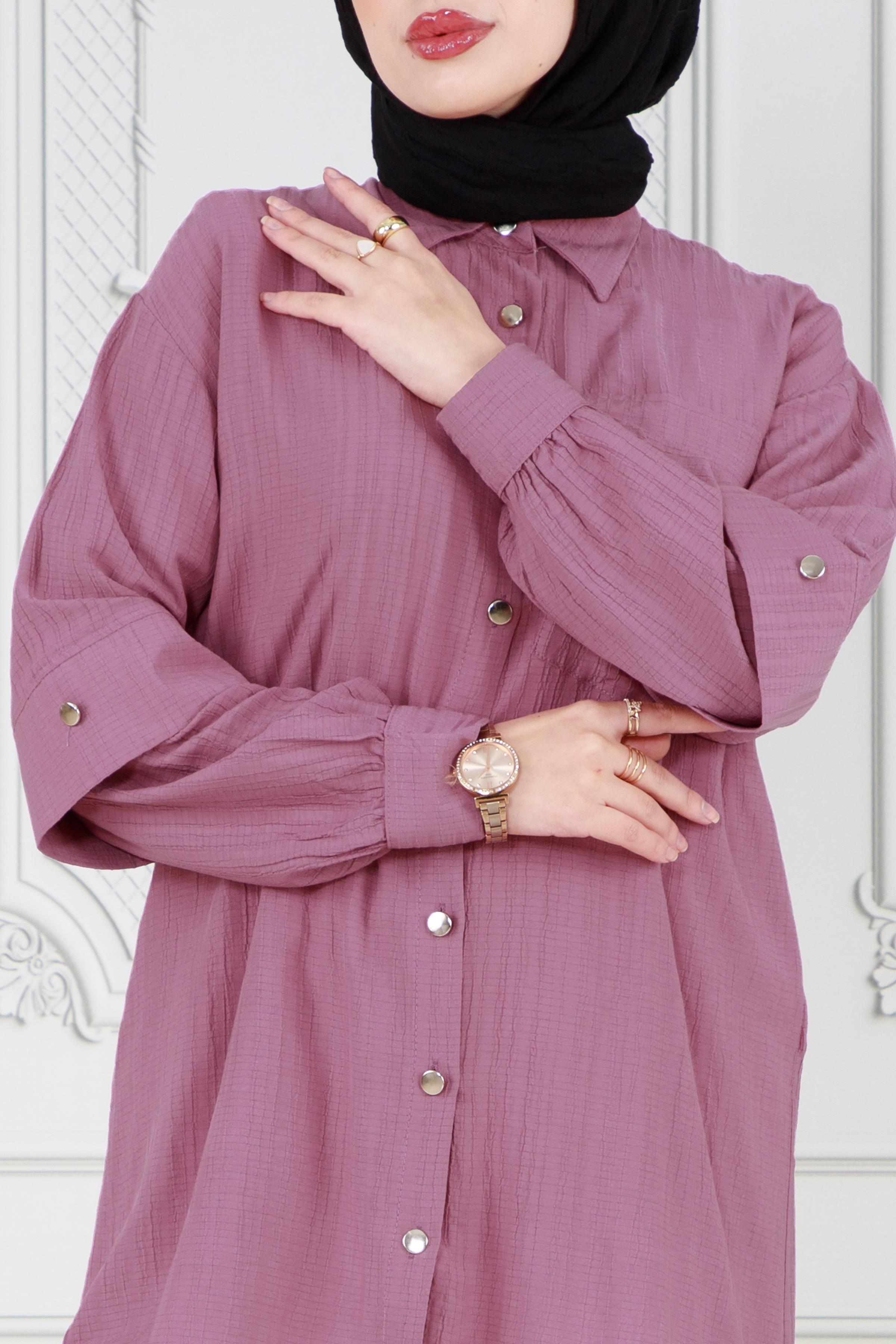 Tunic with Details on Sleeves-Plum color 