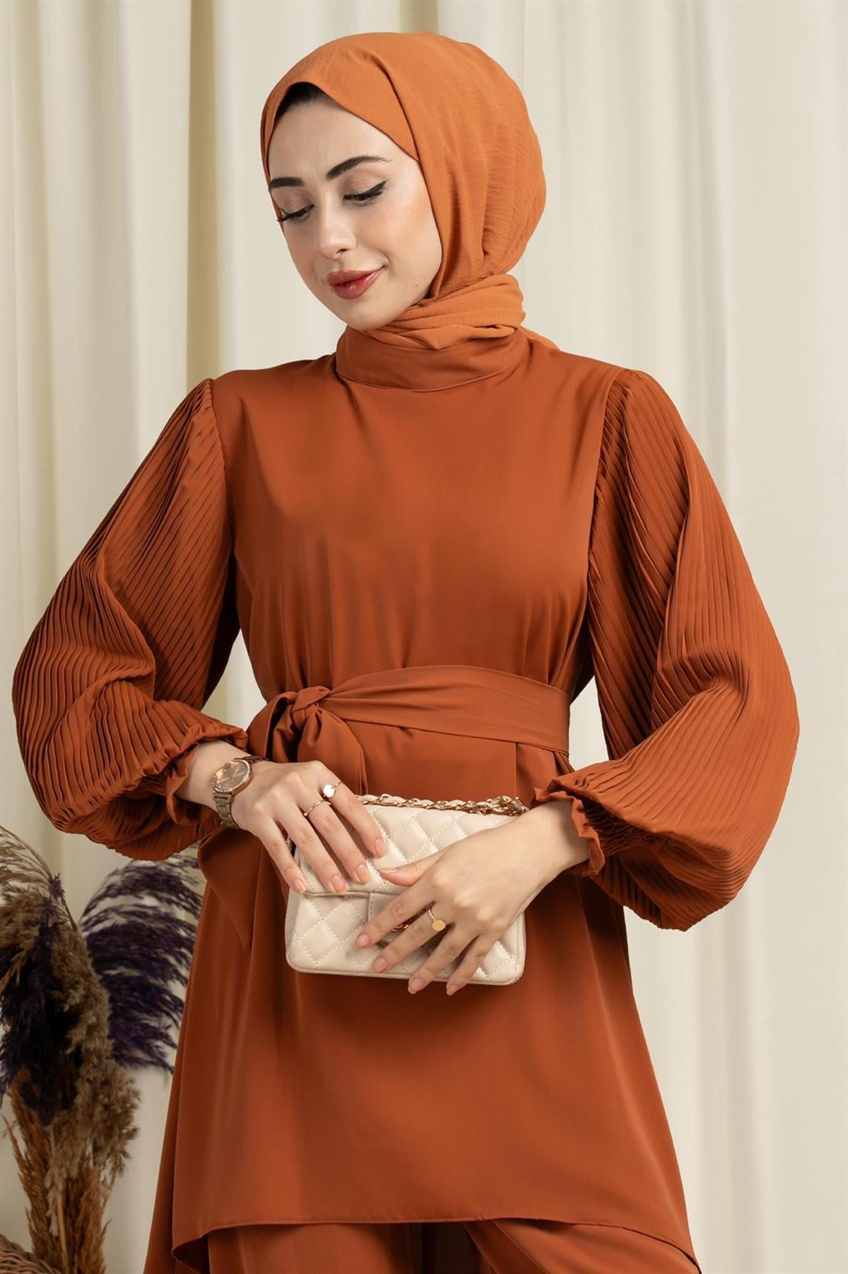 Arm Pleated Suit-Brick