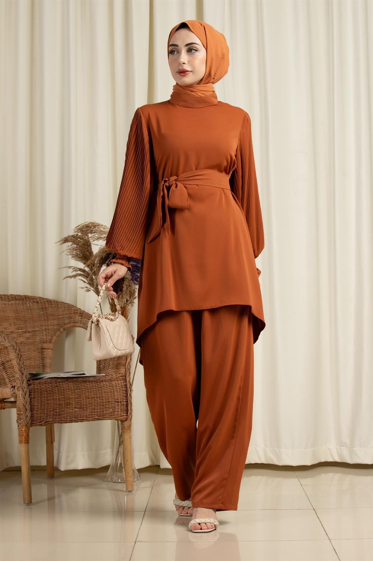 Arm Pleated Suit-Brick
