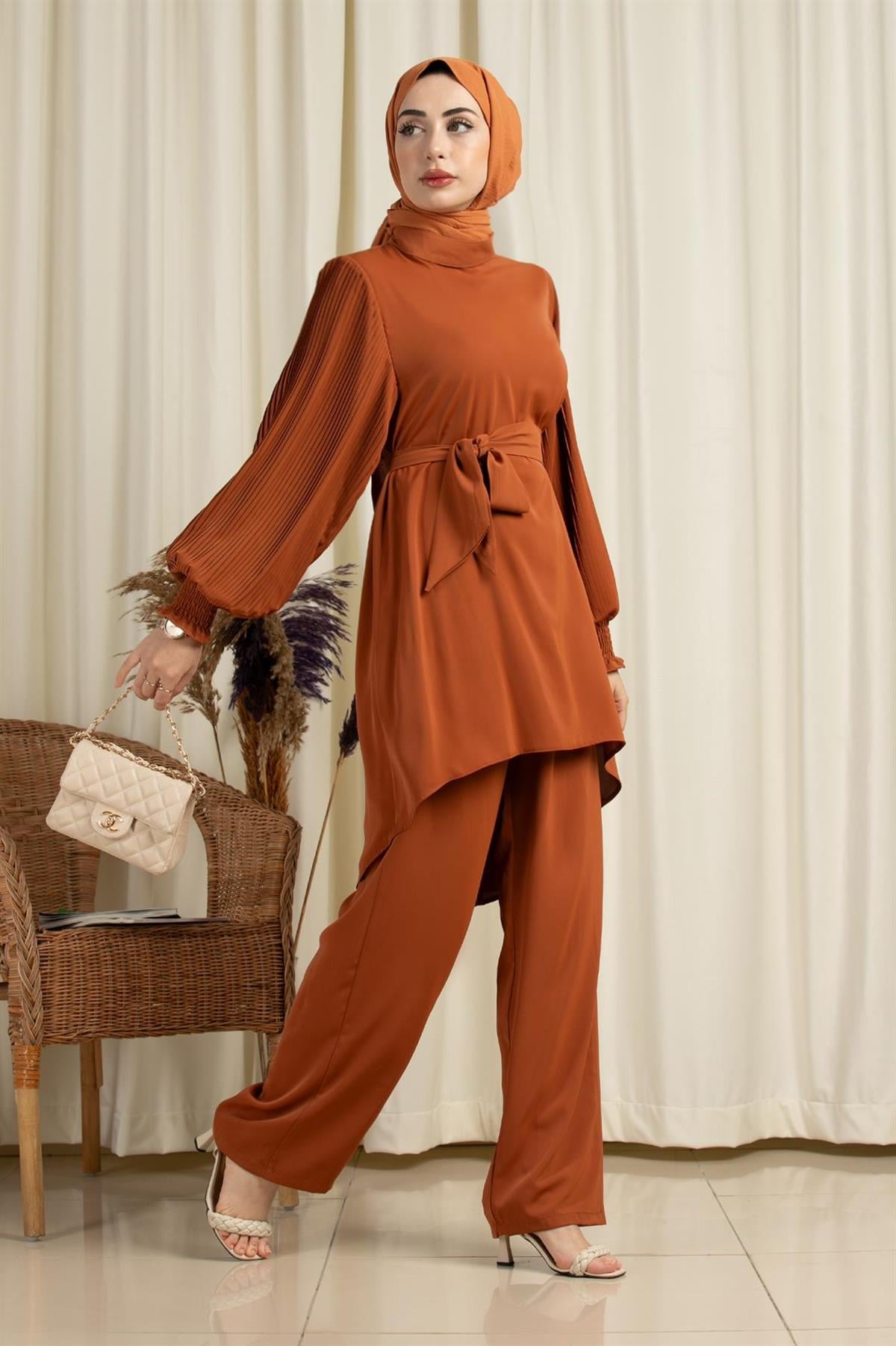 Arm Pleated Suit-Brick