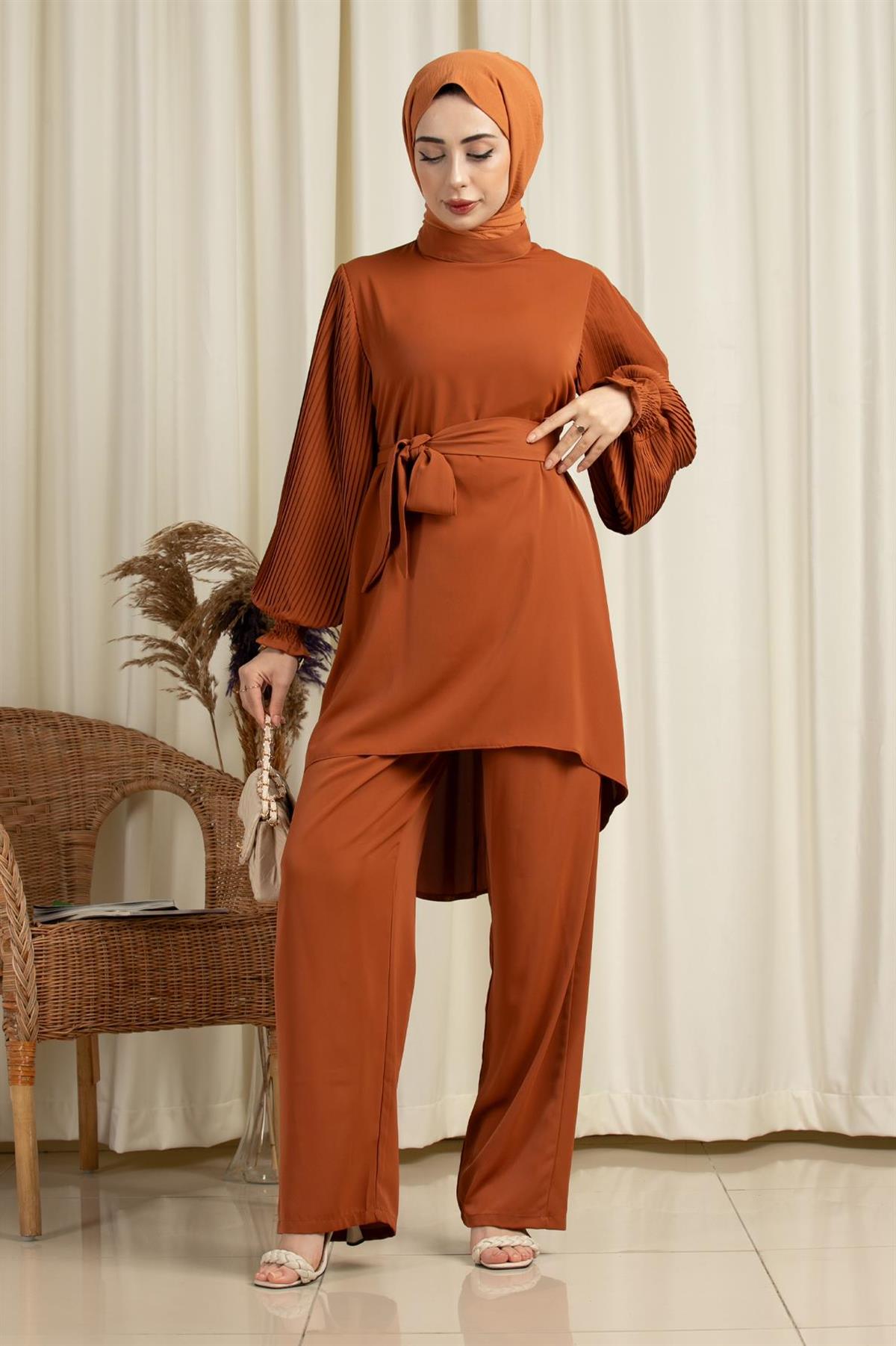 Arm Pleated Suit-Brick