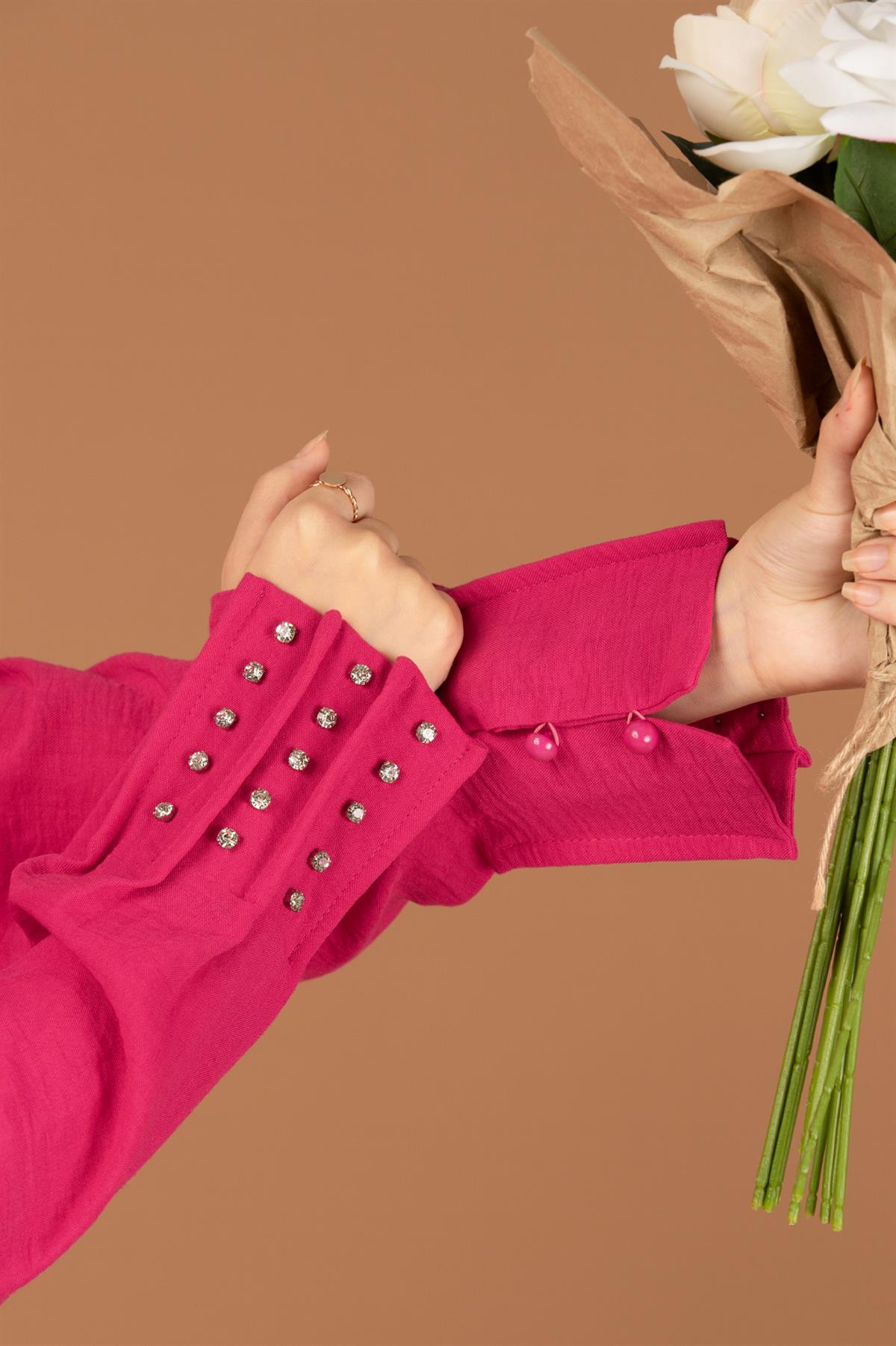 Stone Embellished Tunic-Fuchsia