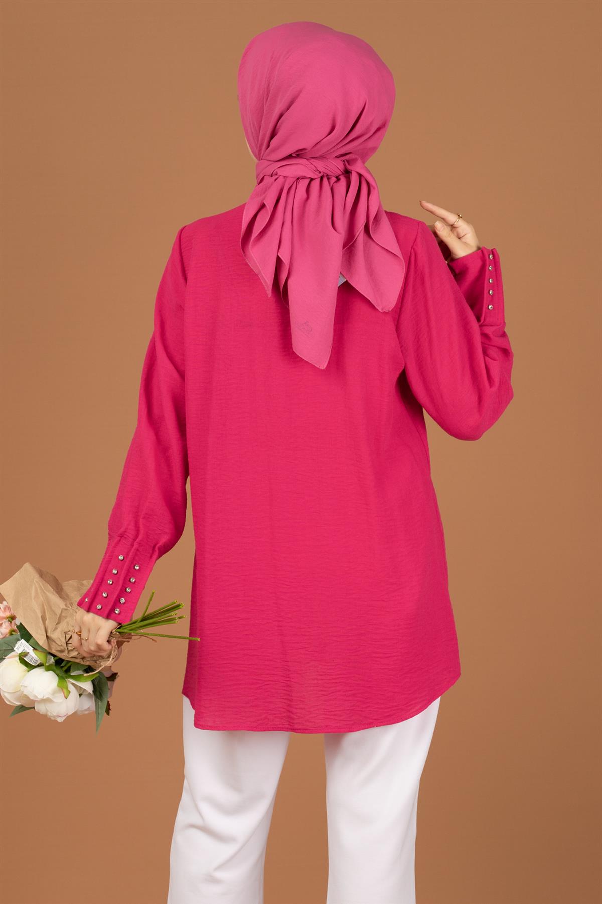 Stone Embellished Tunic-Fuchsia