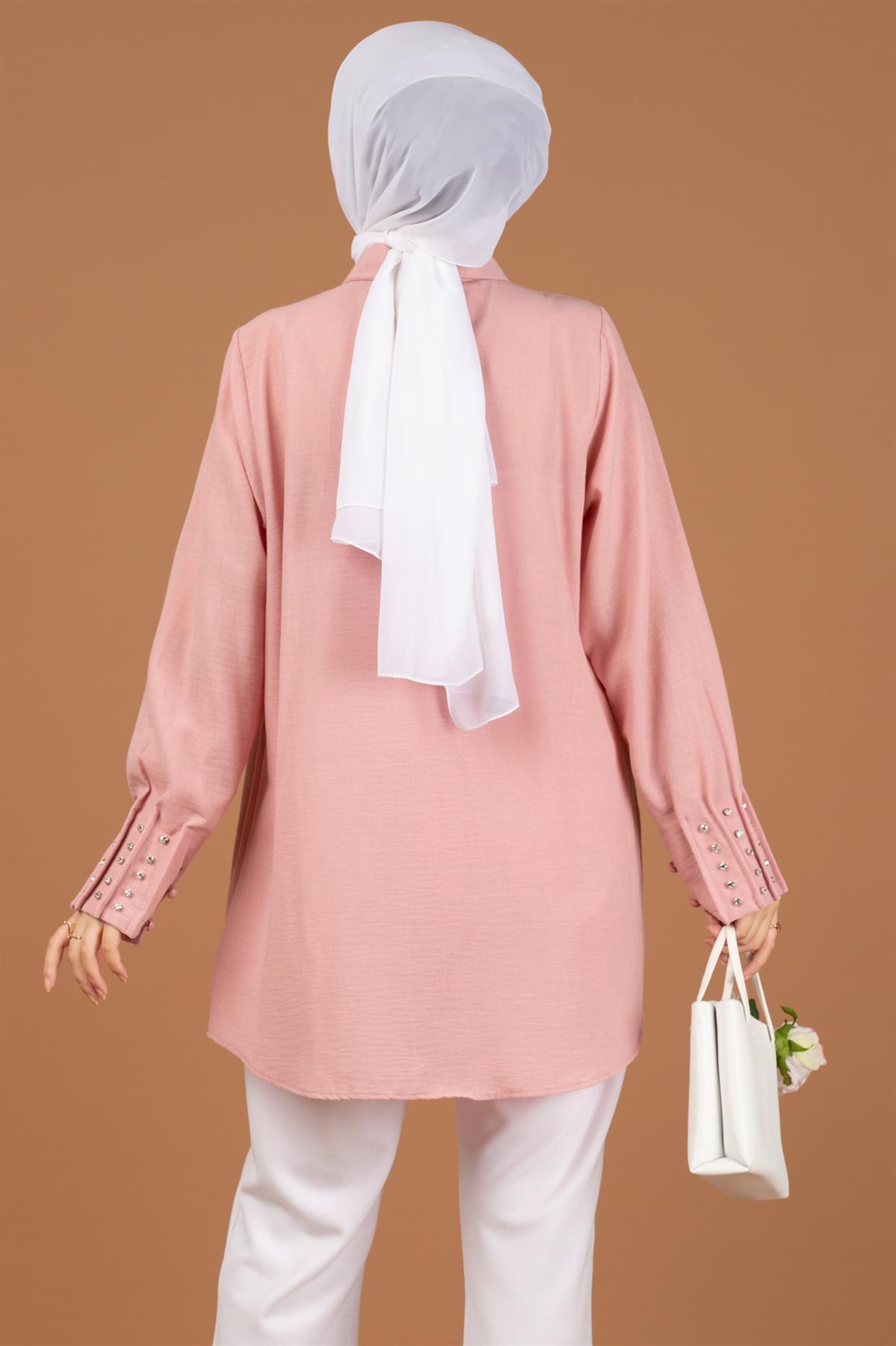 Stone Embellished Tunic-Pink