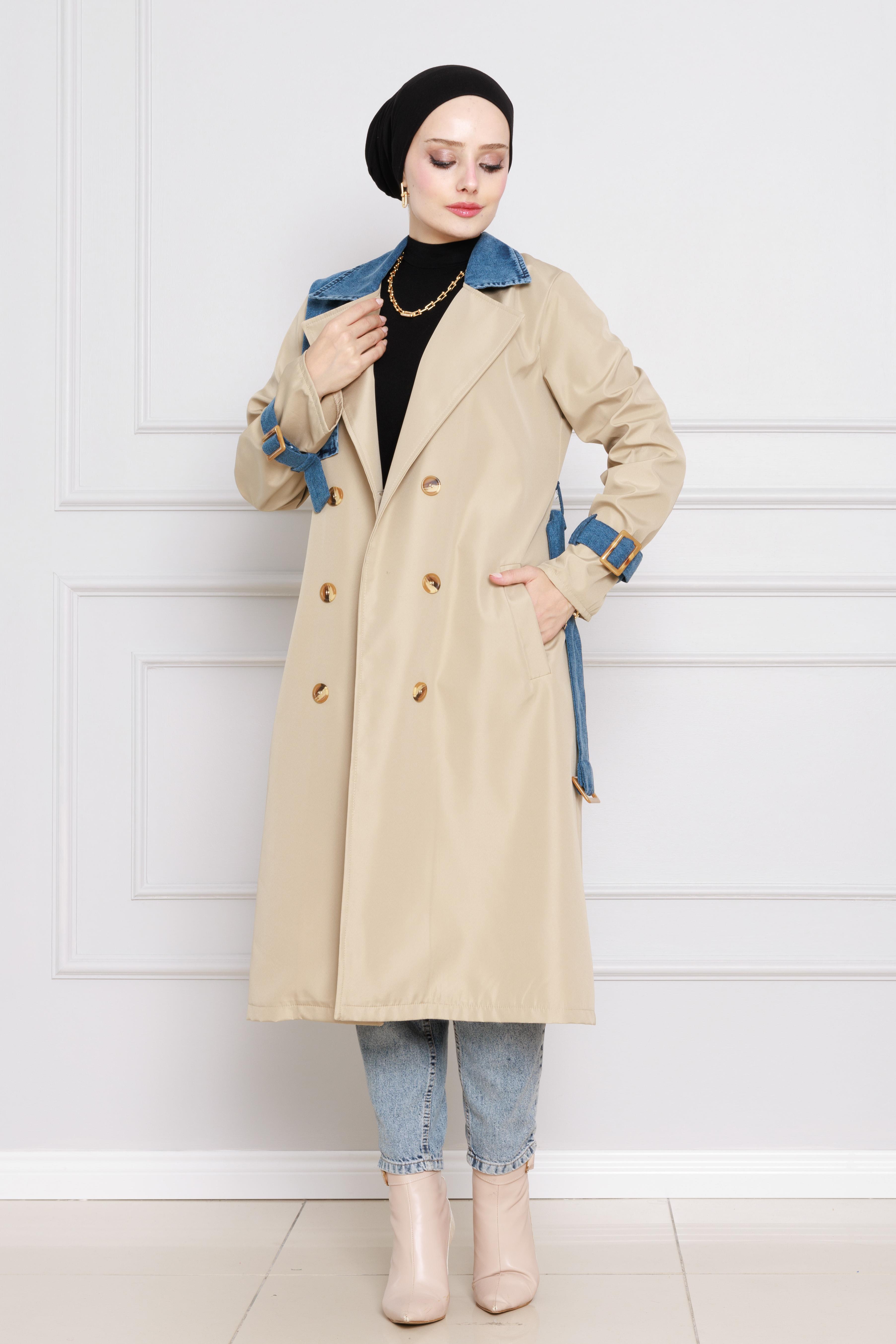 Detailed Trench Coat-Beige color