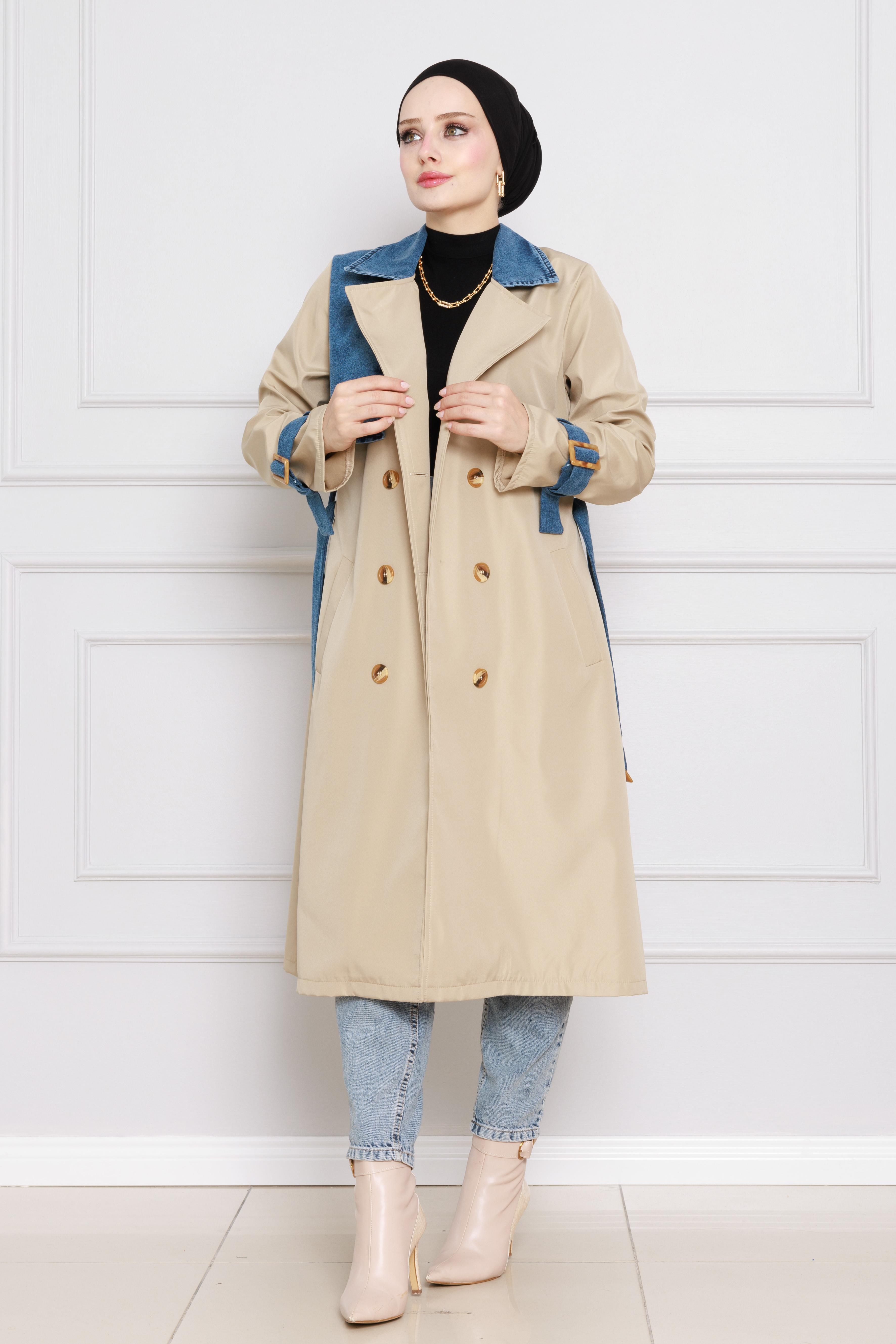 Detailed Trench Coat-Beige color