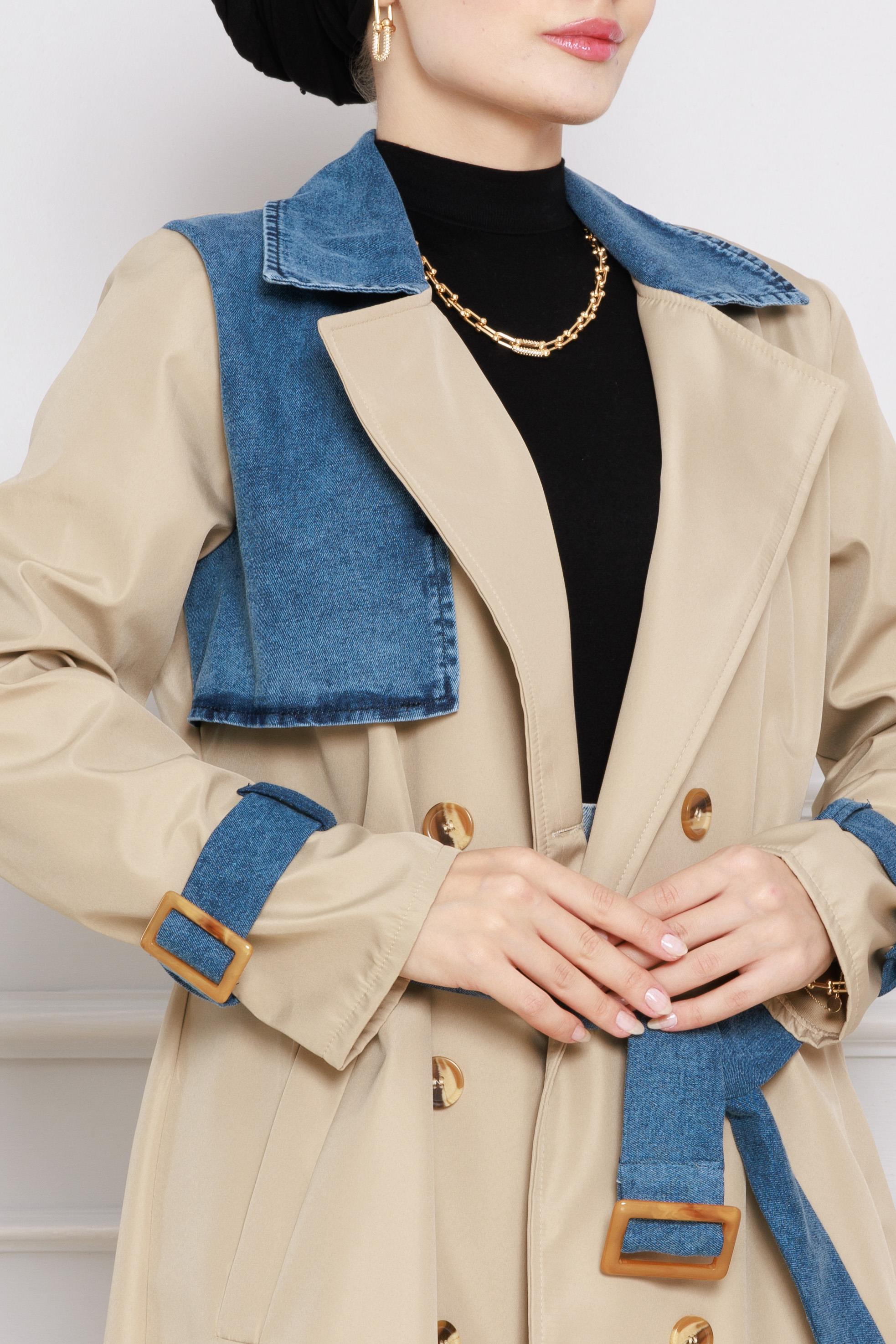 Detailed Trench Coat-Beige color