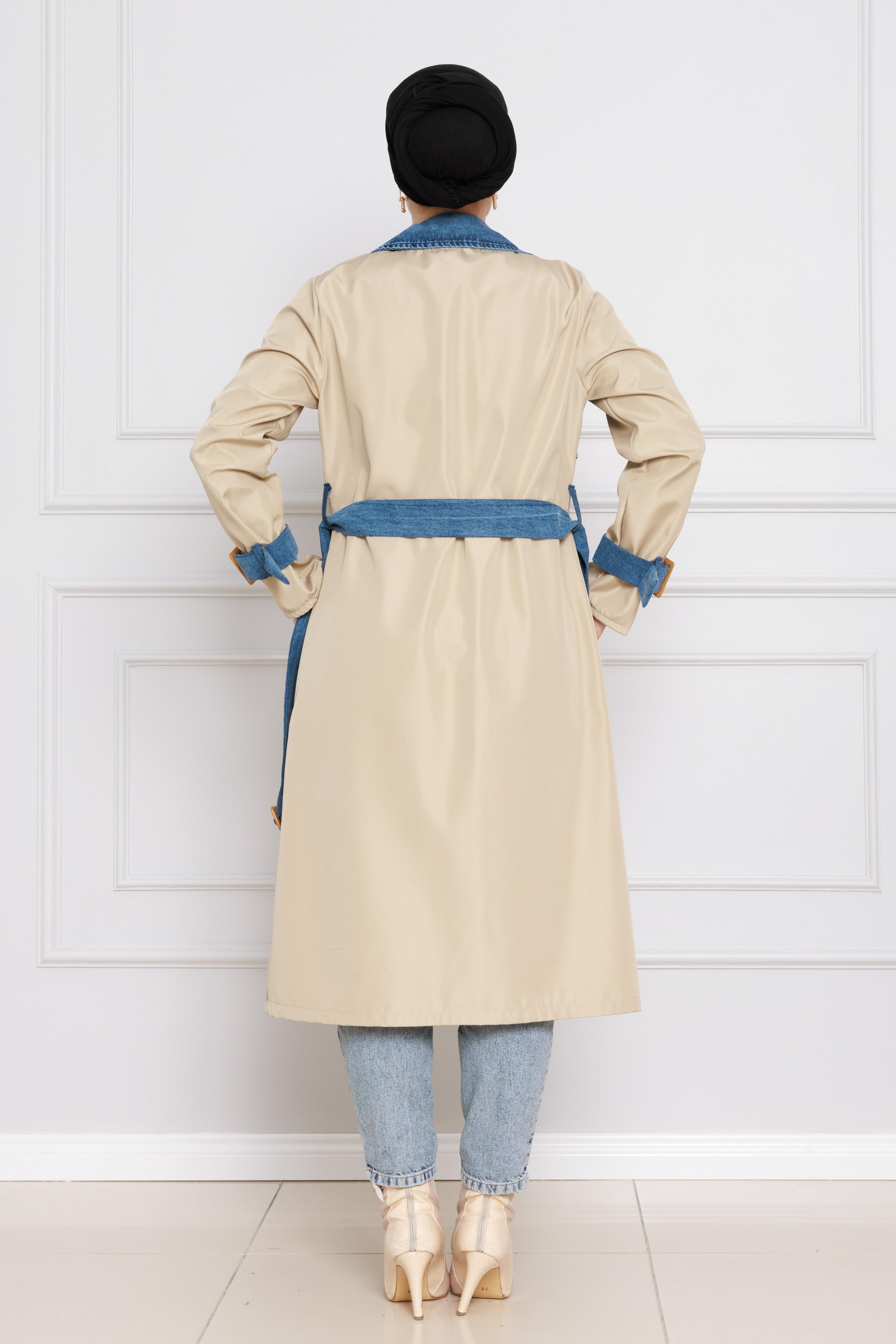 Detailed Trench Coat-Beige color