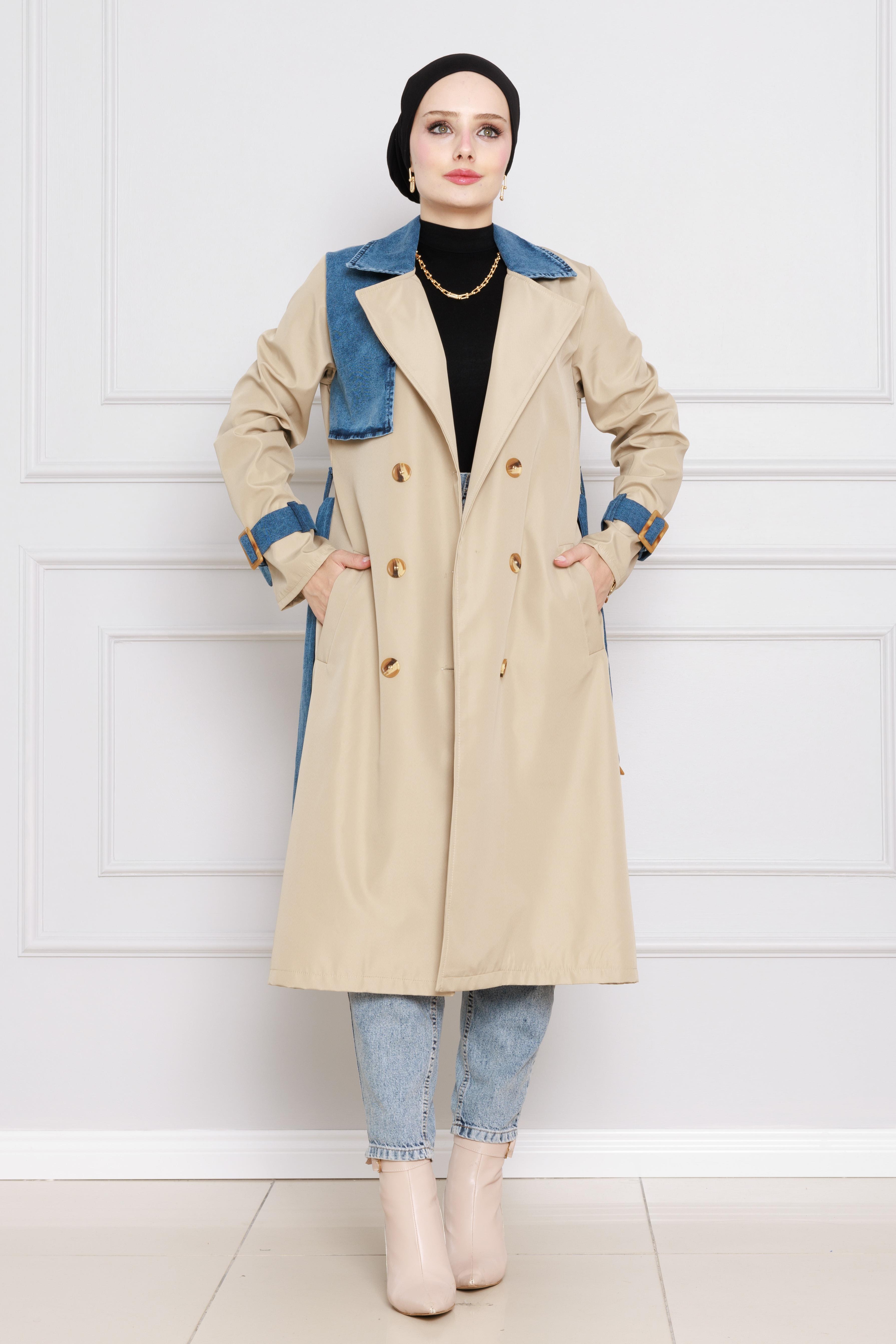 Detailed Trench Coat-Beige color