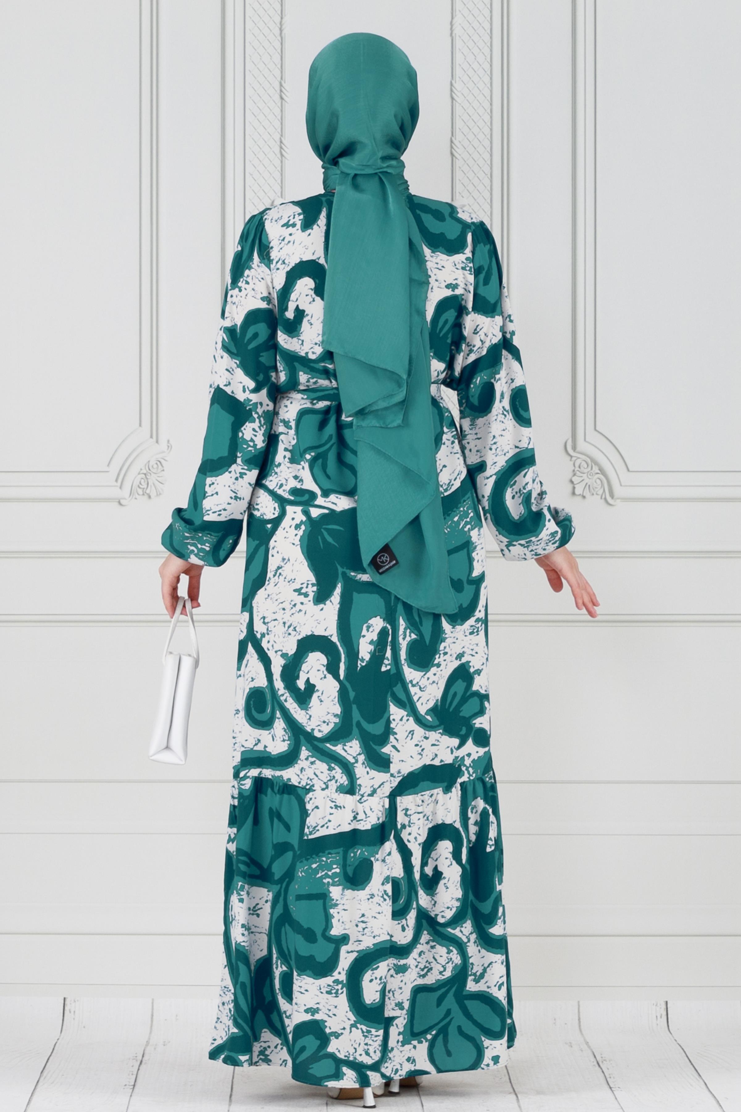 Viscose patterned dress - green