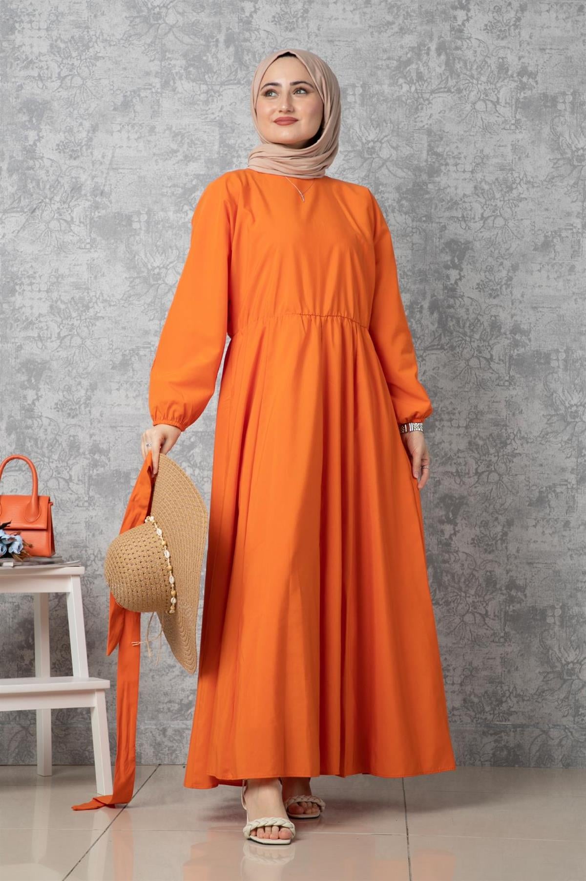 Whirling Dervish Model Dress-Orange