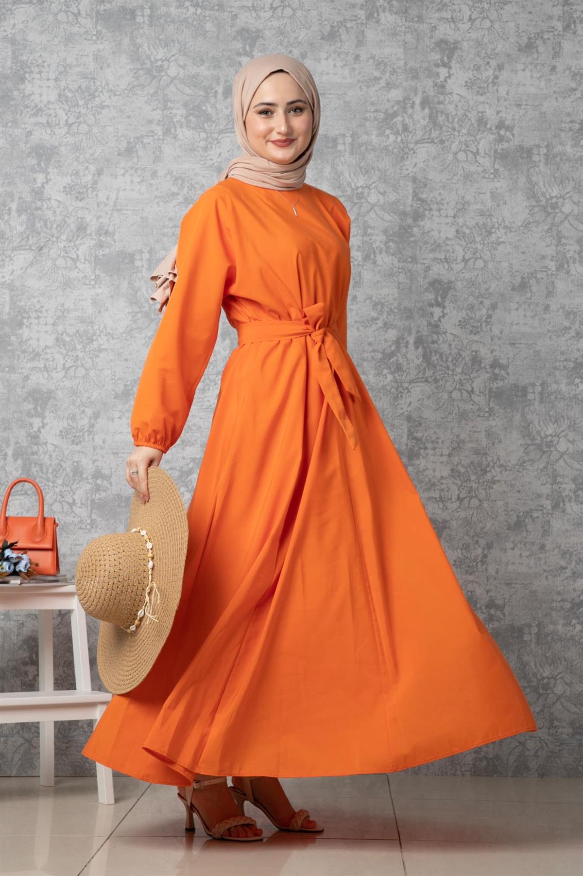 Whirling Dervish Model Dress-Orange