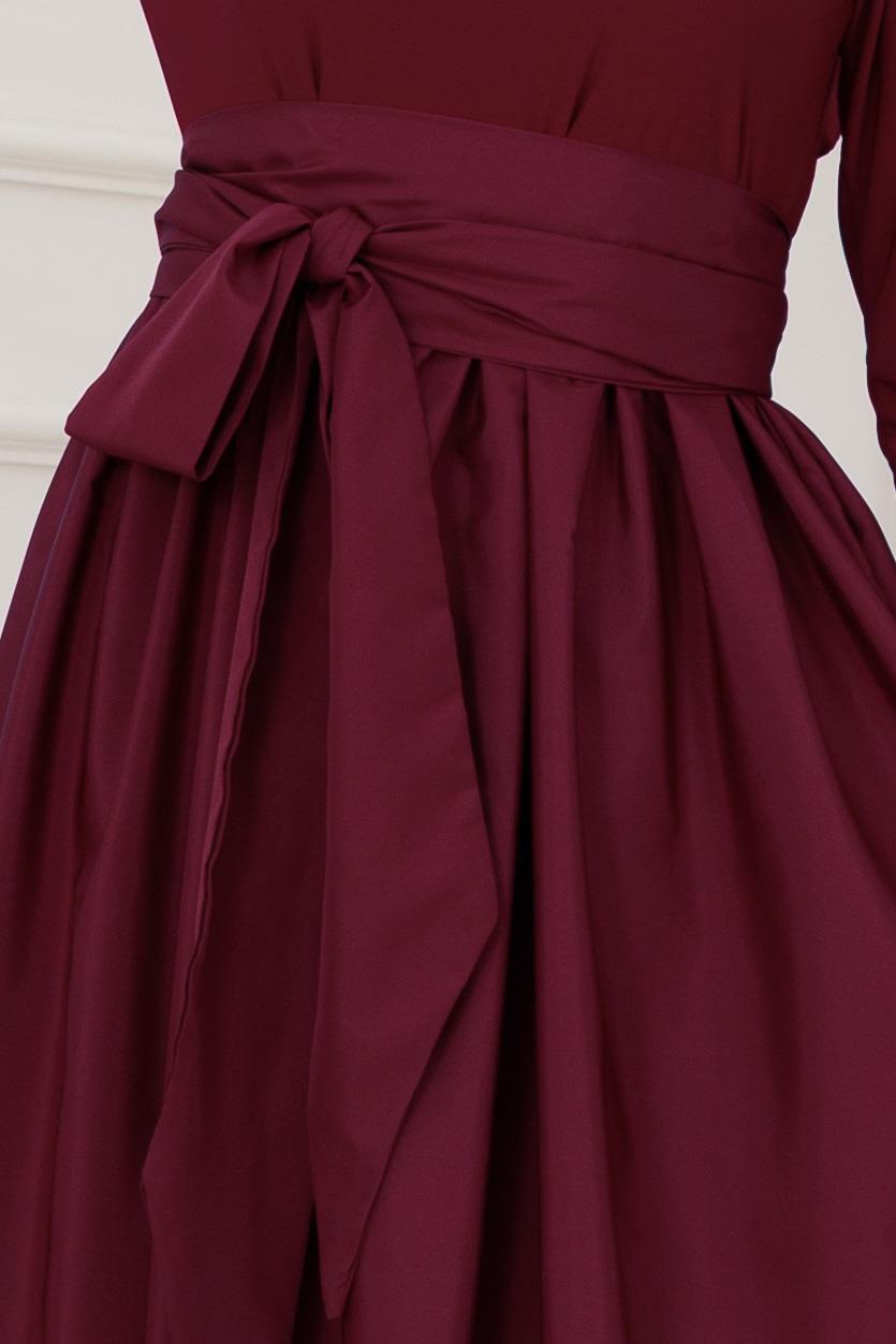 Mia Balon Elbise-Bordo