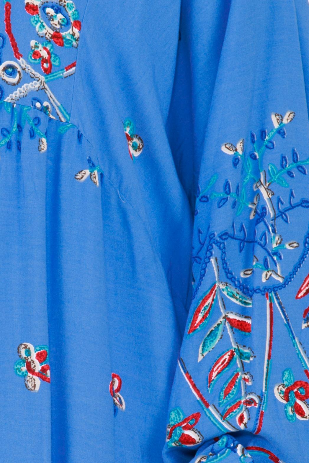 Patterned and embroidered viscose dress - indigo