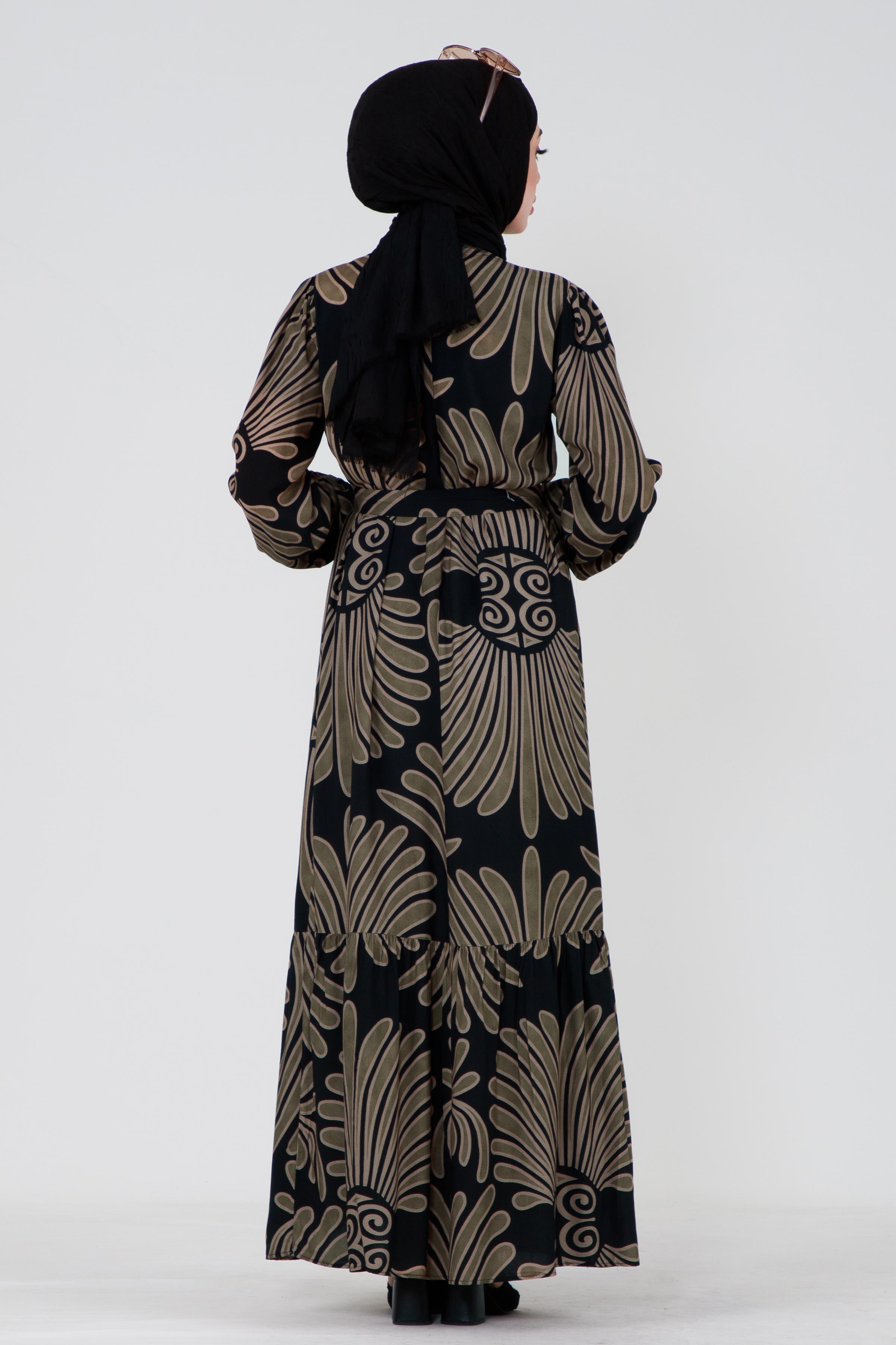 Neda Belted Viscose Dress - Black