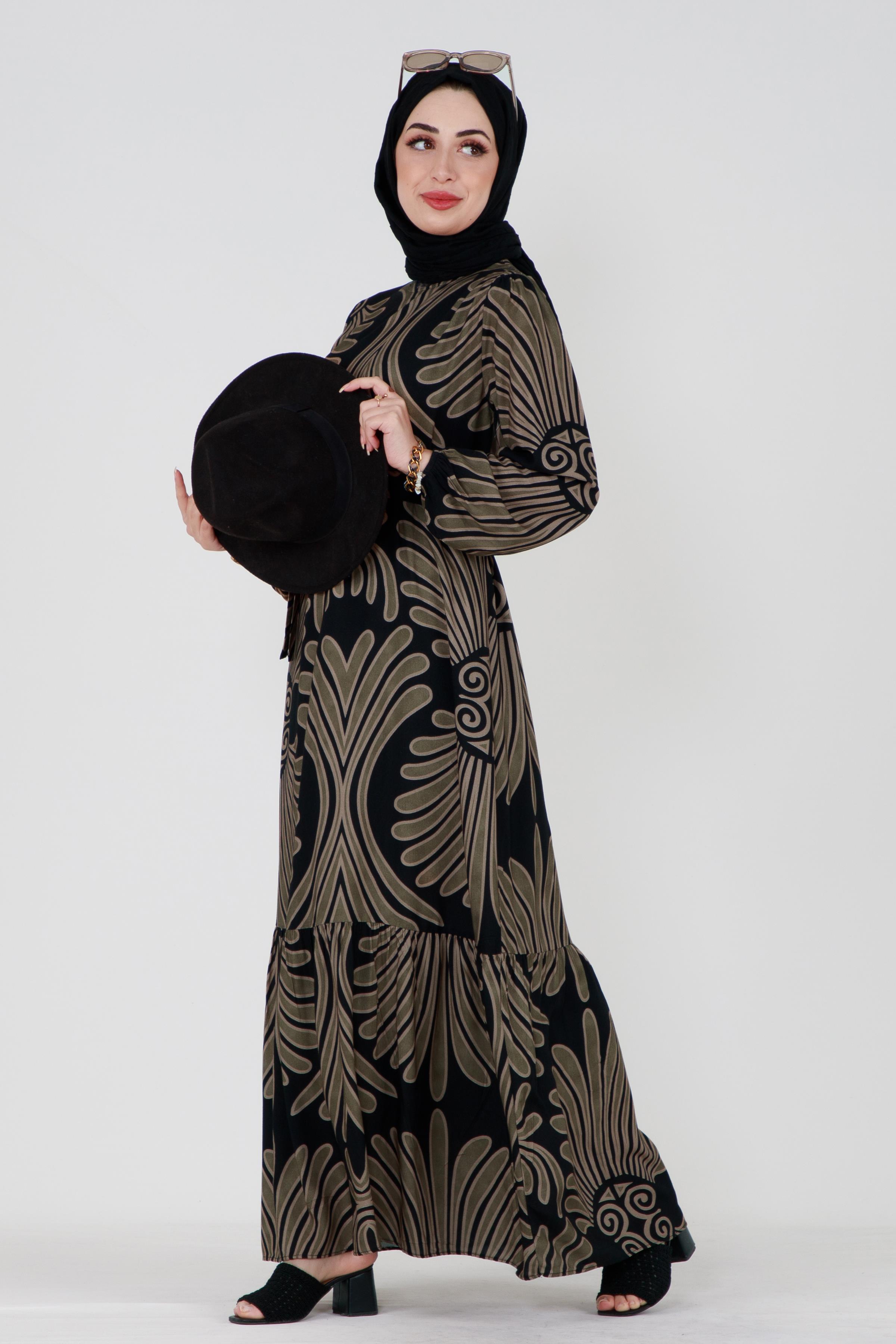 Neda Belted Viscose Dress - Black