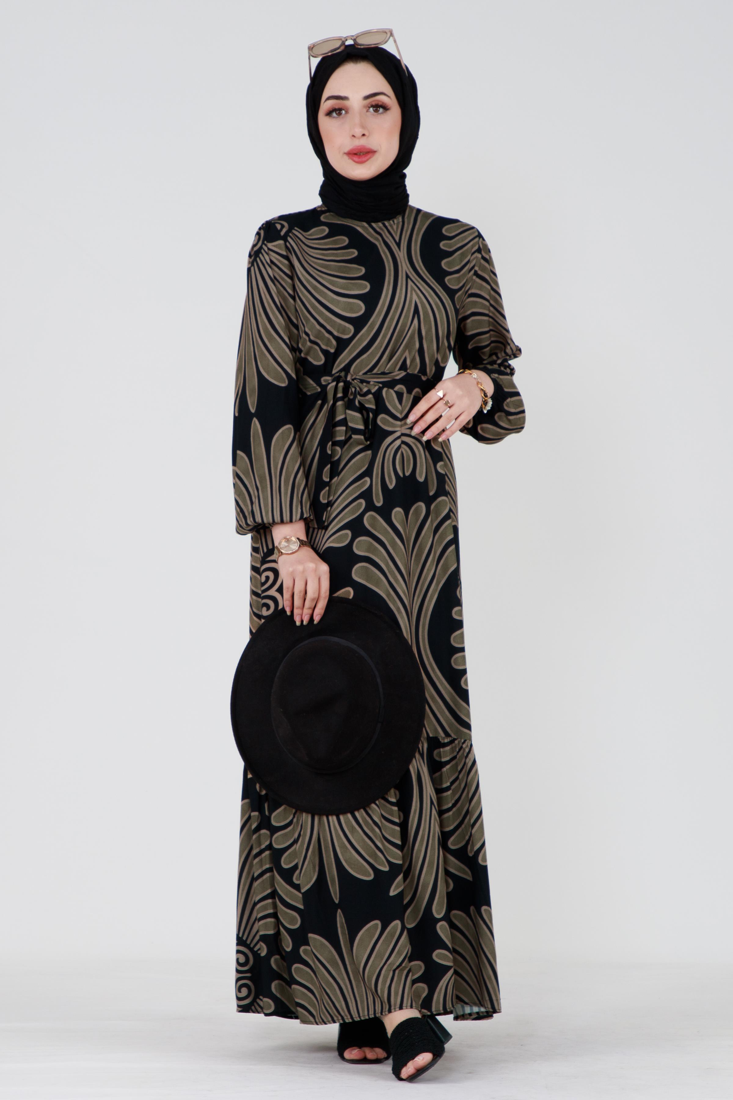 Neda Belted Viscose Dress - Black