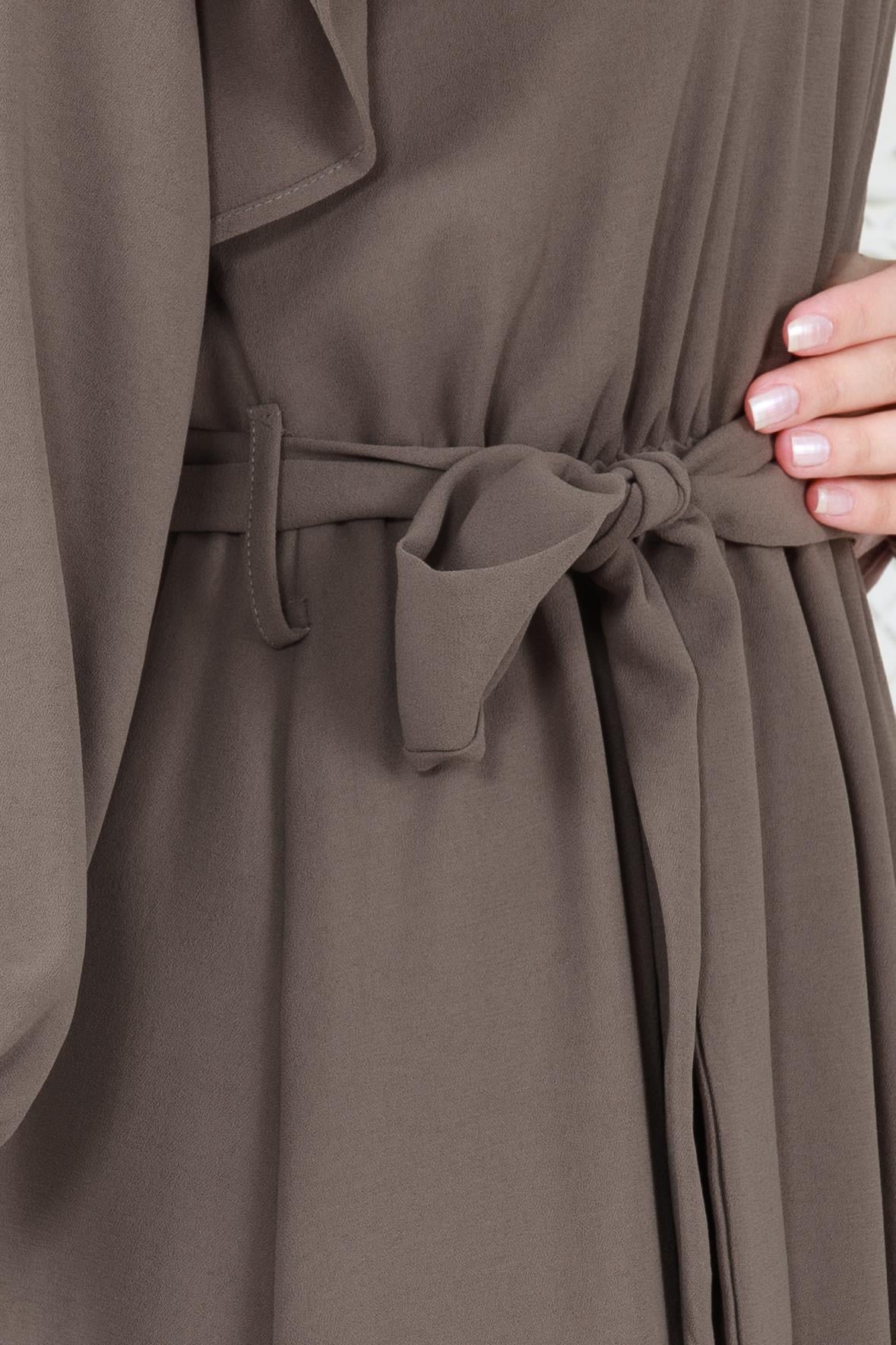 Flounced Shoulders Dress-Dark Mink