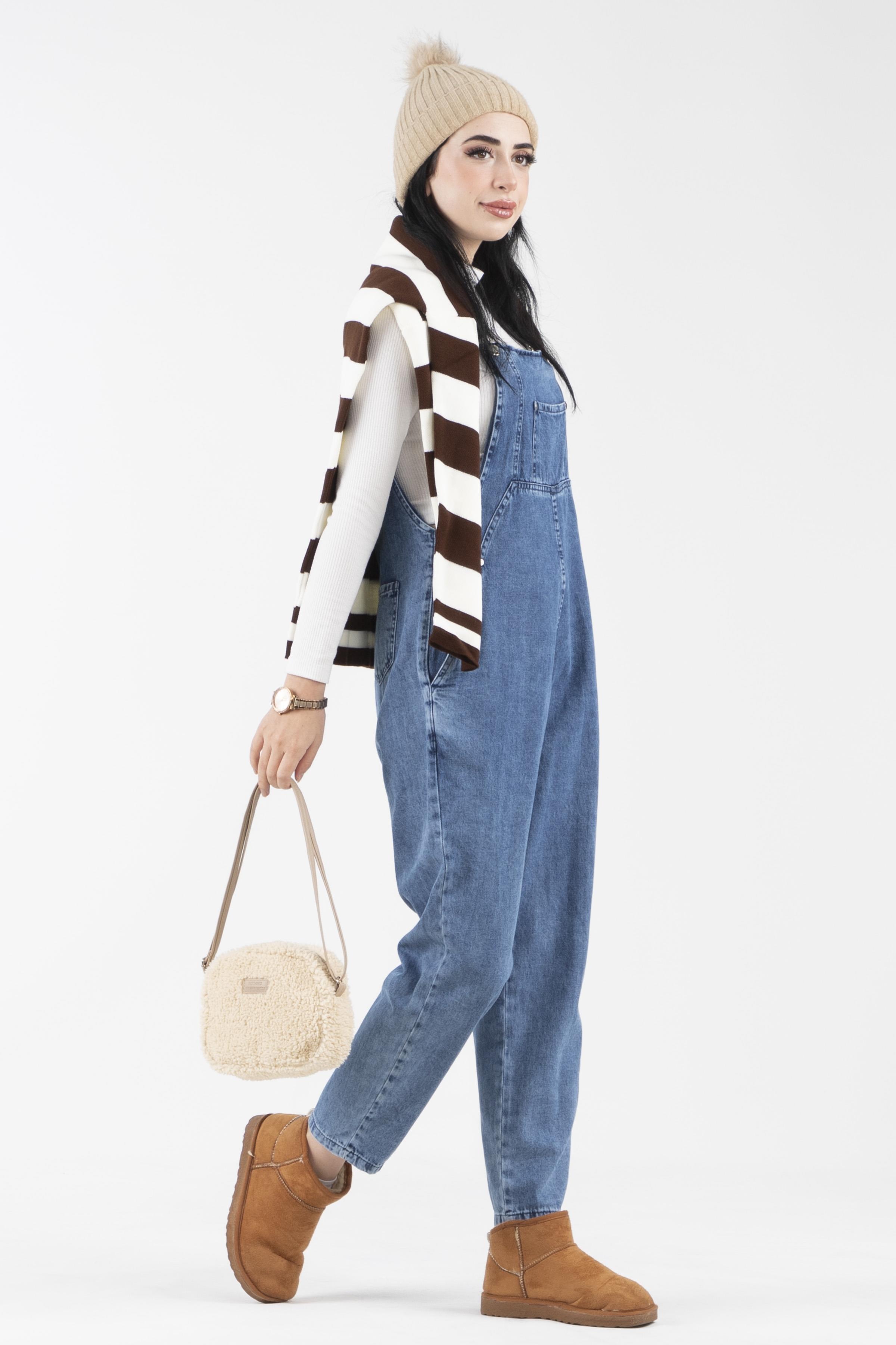 Pocketed Overalls-Blue color