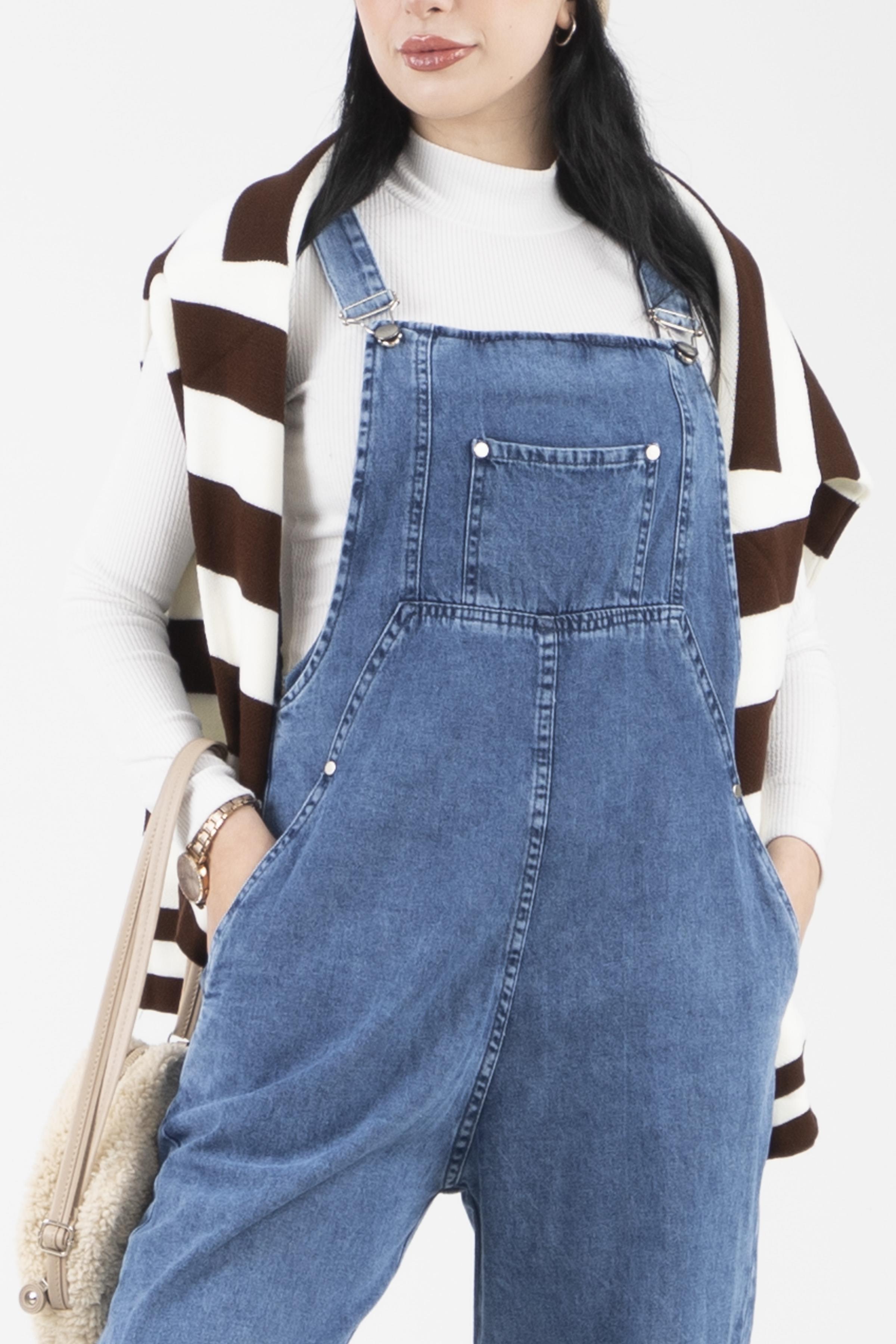 Pocketed Overalls-Blue color