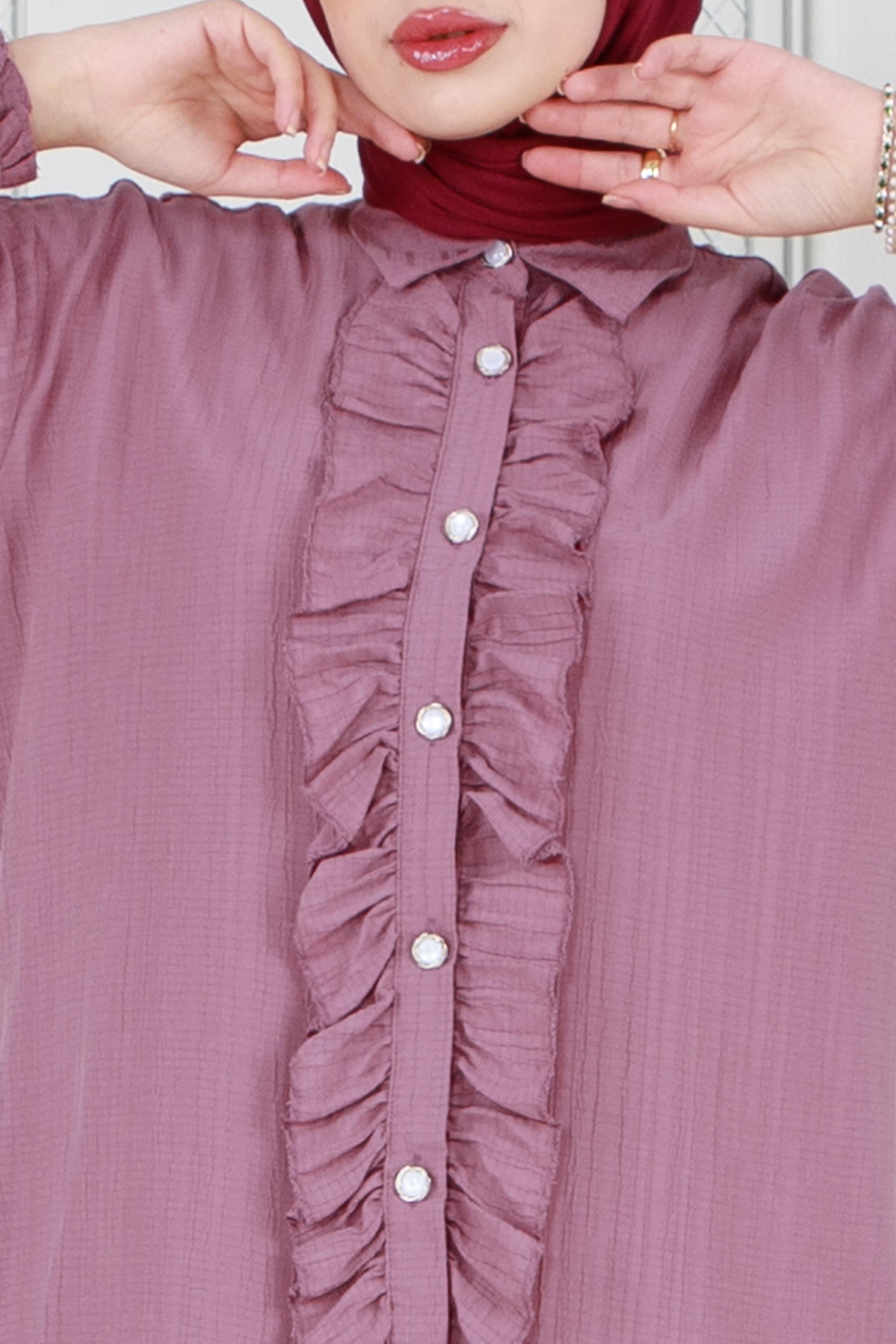 Tunic with Frill detail on the front-Dry rose color 