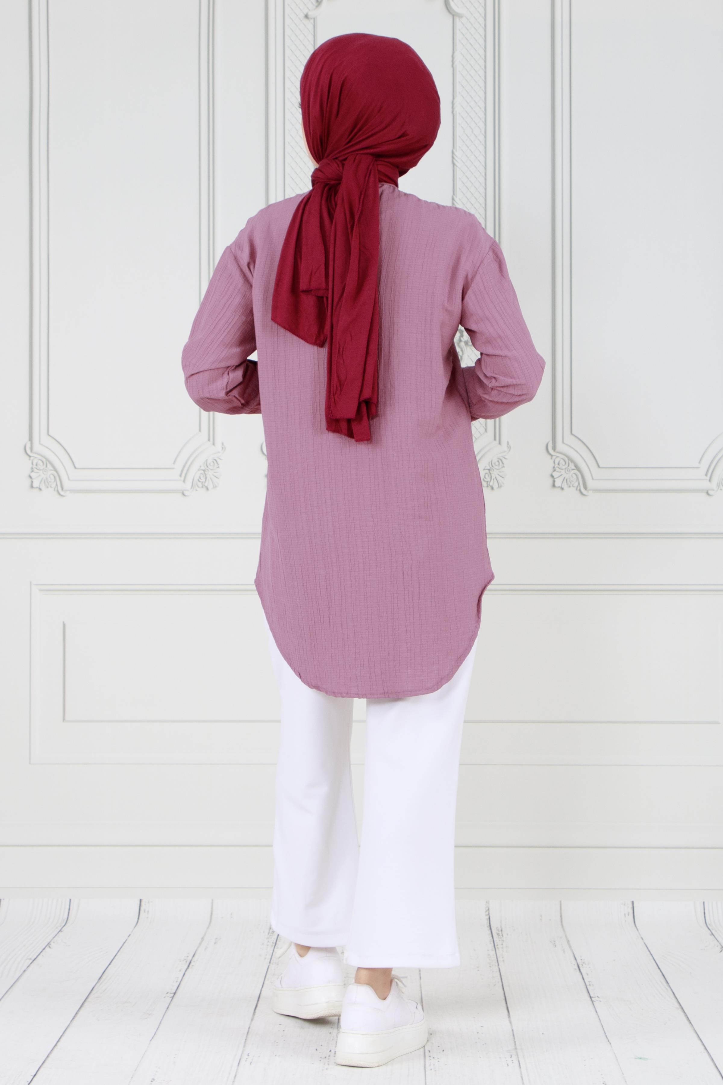 Tunic with Frill detail on the front-Dry rose color 
