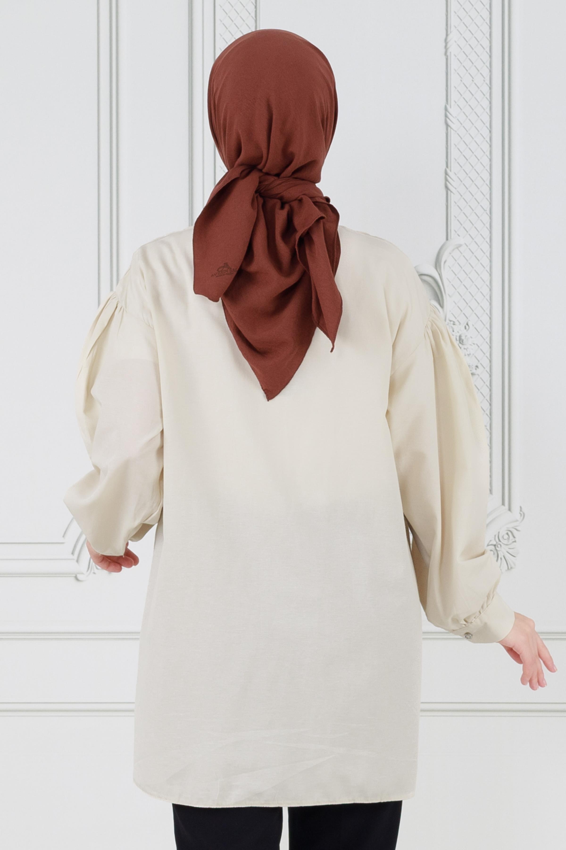 Front Rose Detailed Tunic-Beige