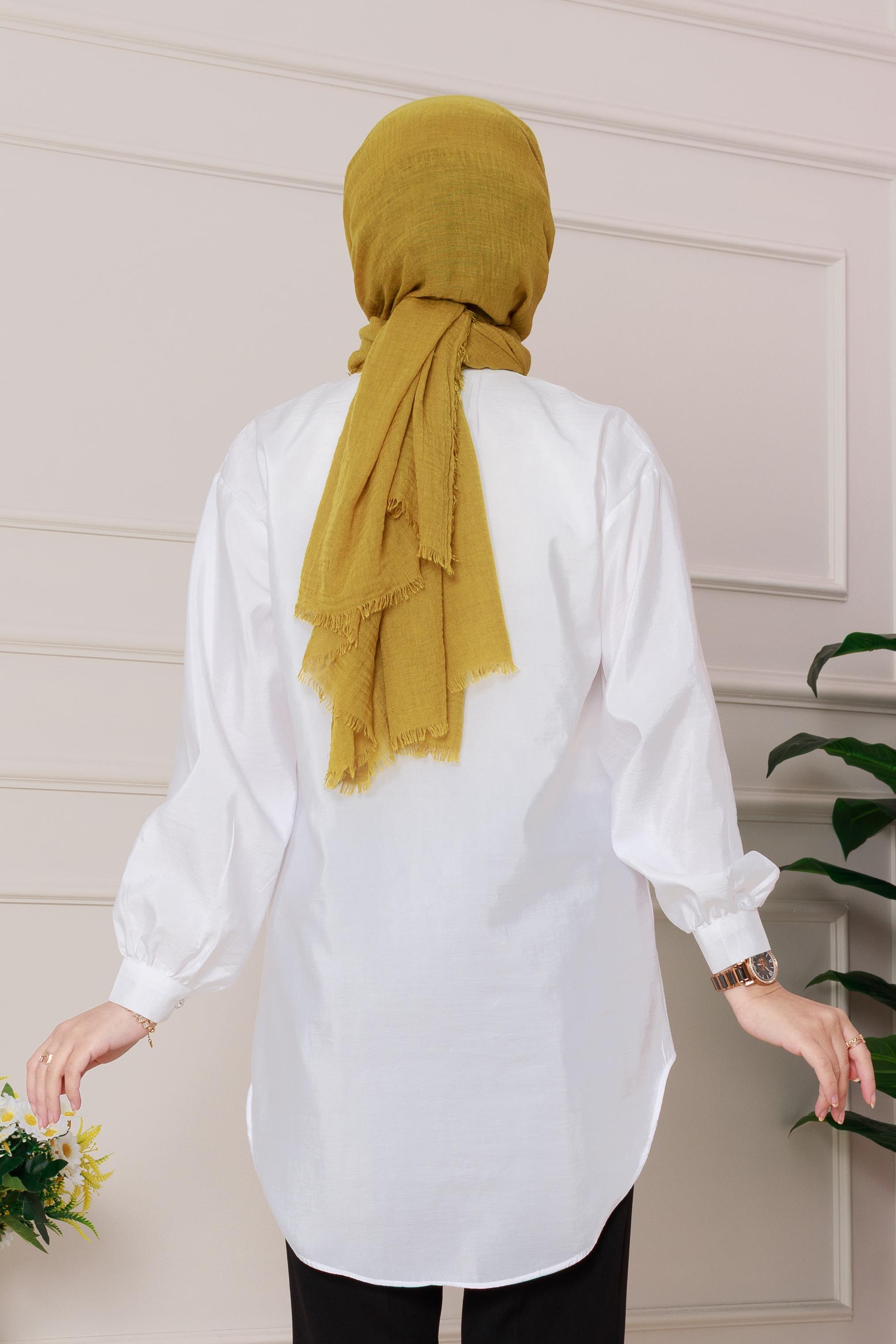 Pearl embroidered front tunic- white color 