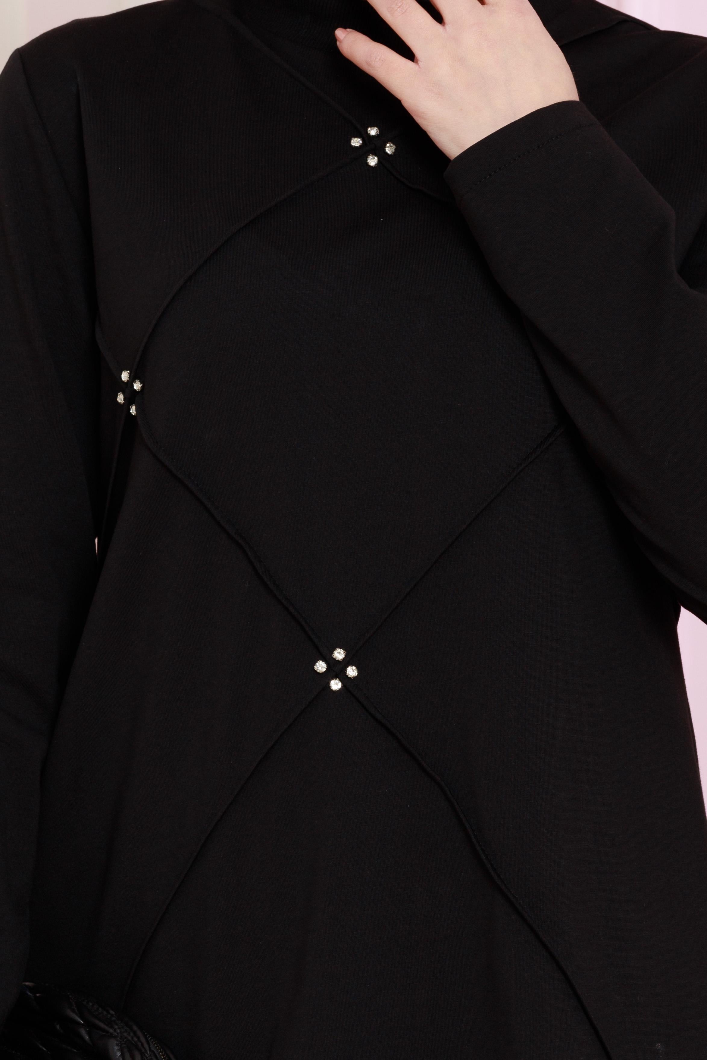 Modern set decorated with stones on the front - black color