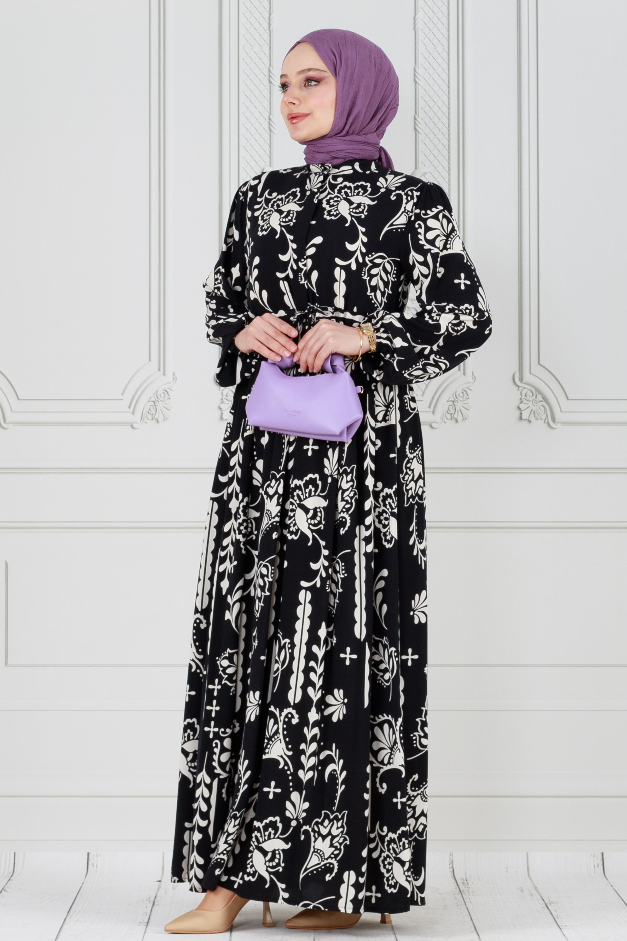Half Buttoned Viscose Dress-black color