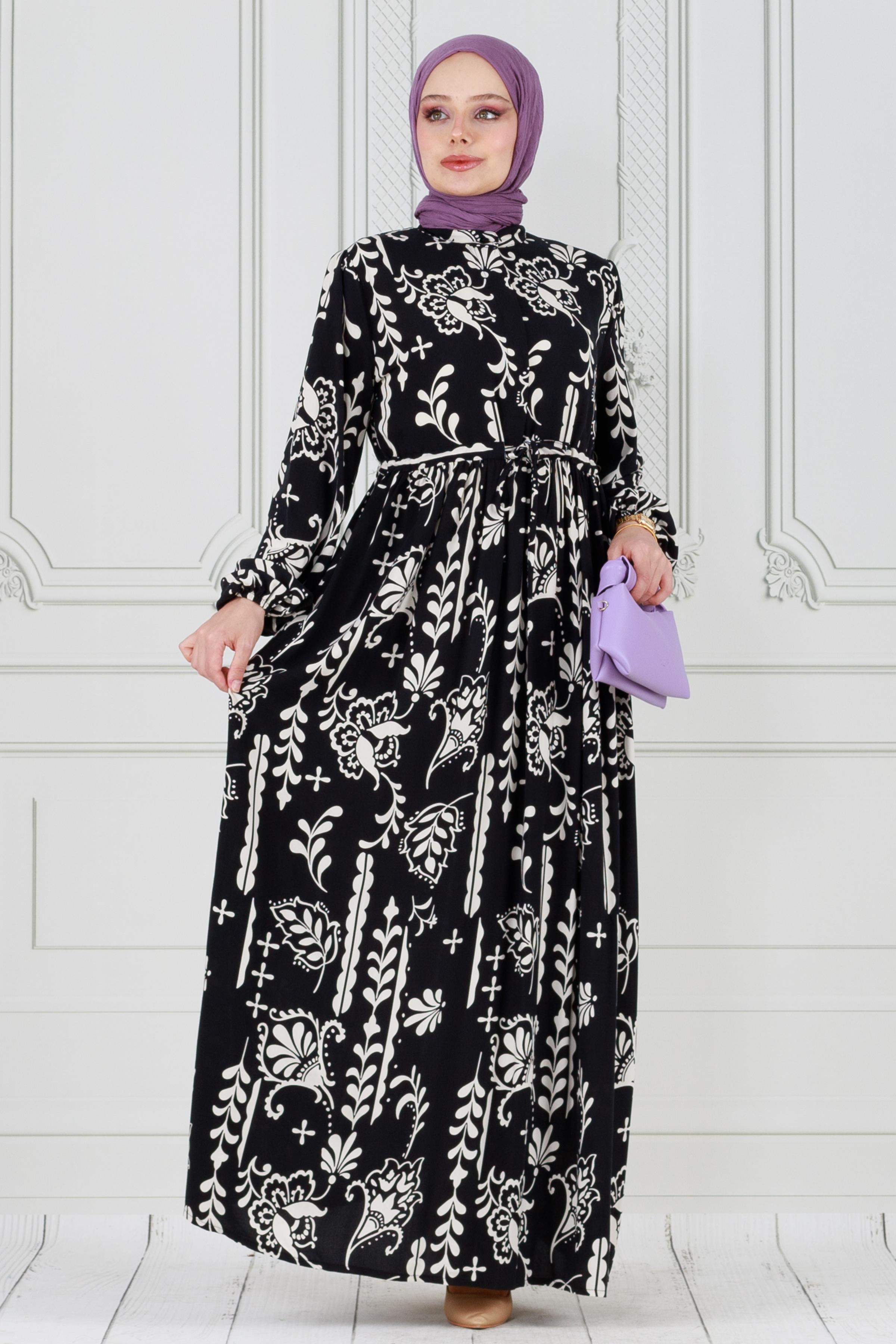 Half Buttoned Viscose Dress-black color