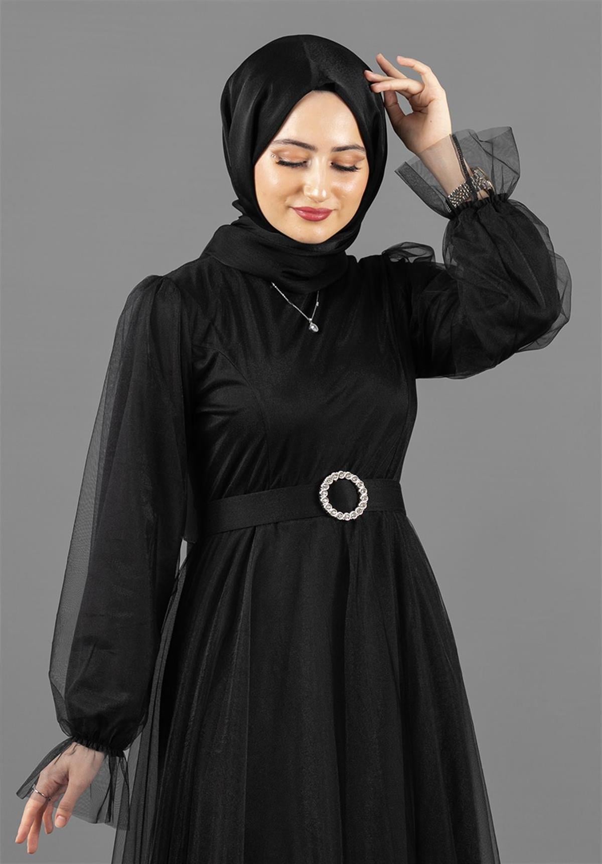 فستان سهرة عباية موديل الحورية -اللون الأسود
