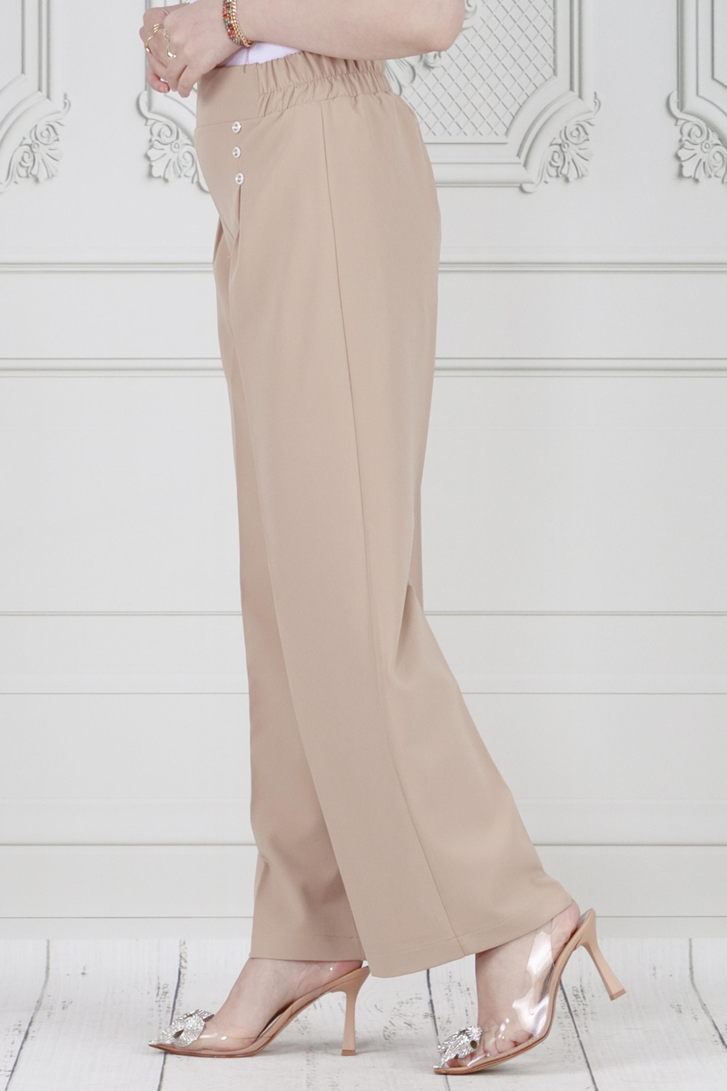 Pleat and three-buttons trousers-beige color 