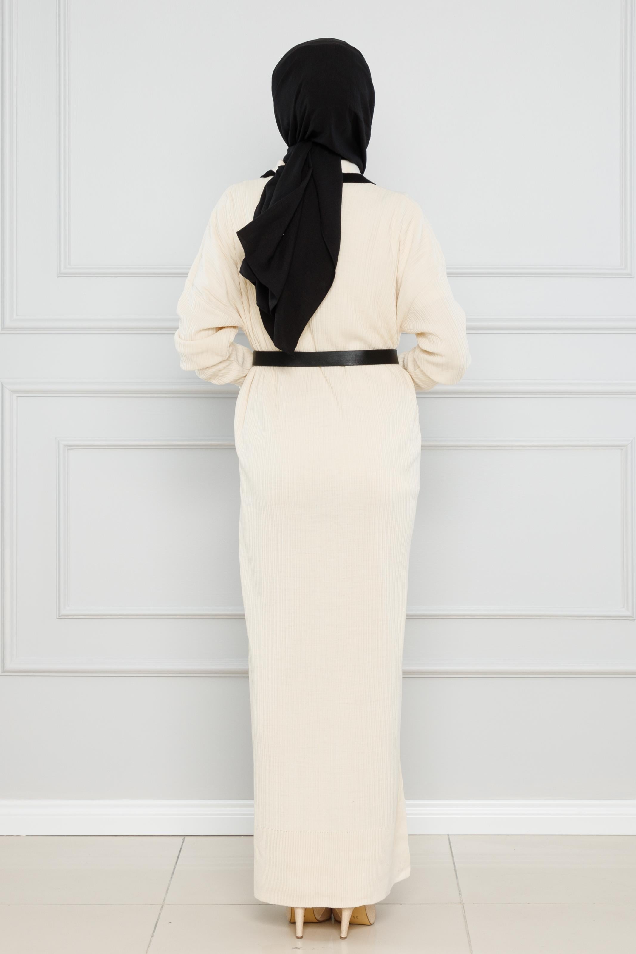 Polo Knitwear Dress-Beige color