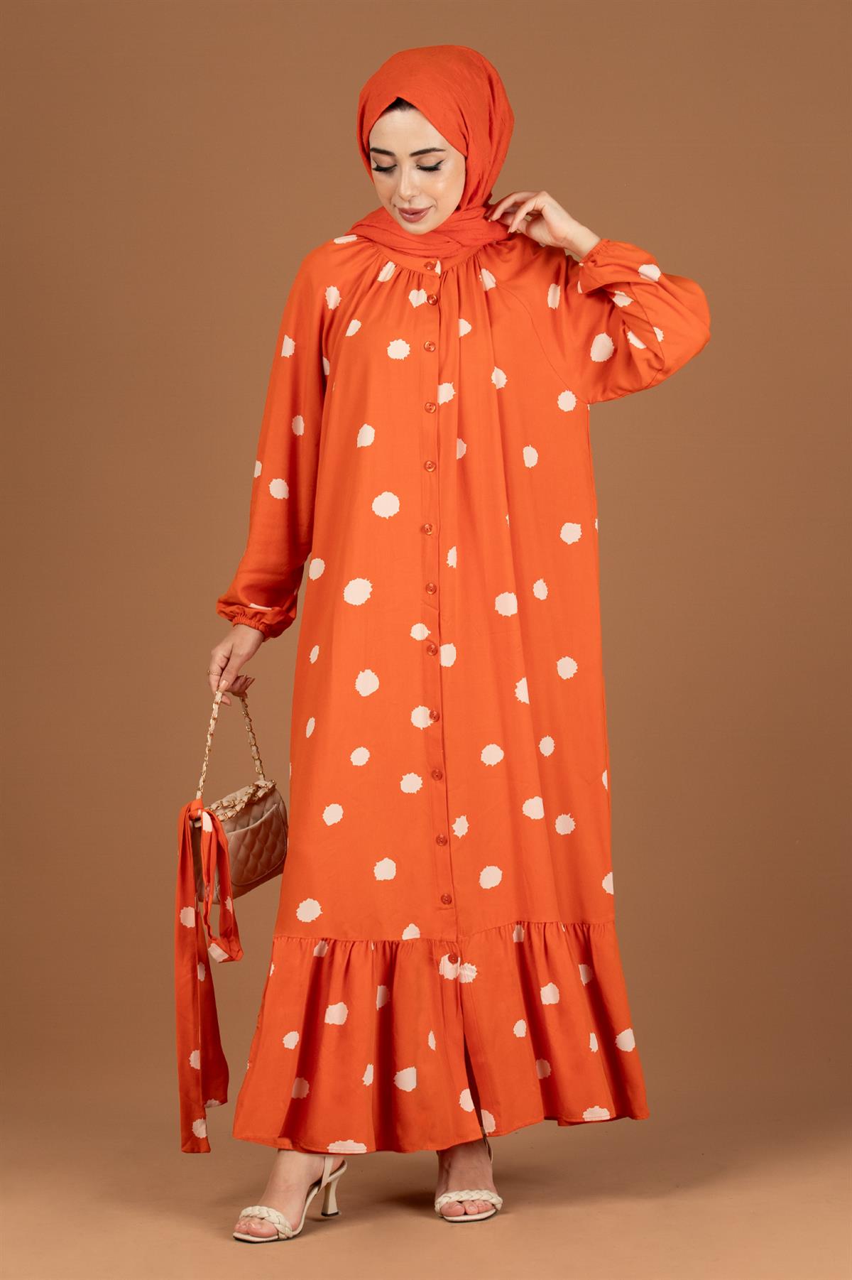 Polka Dot Belted Viscose Dress
