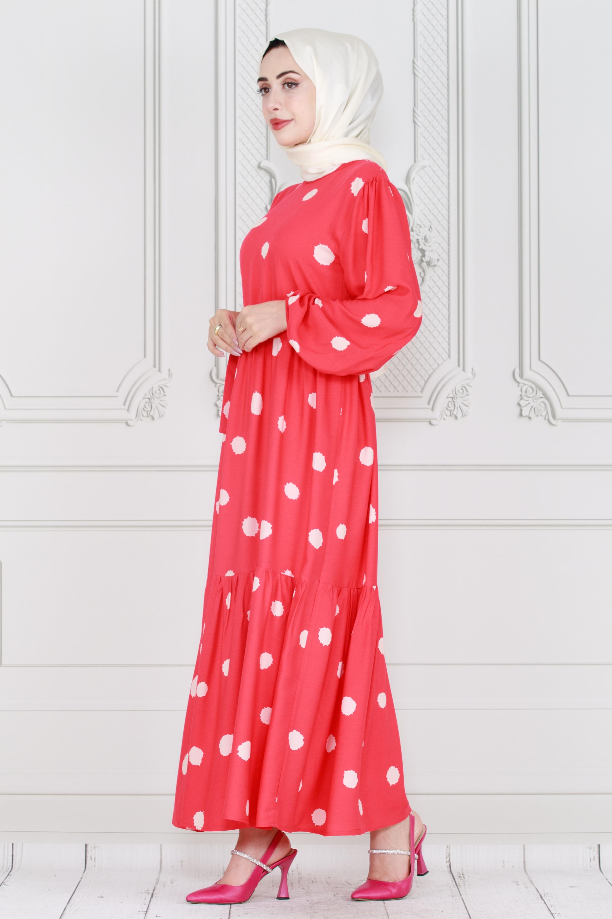 فستان الأميرة منقط -فوشيا