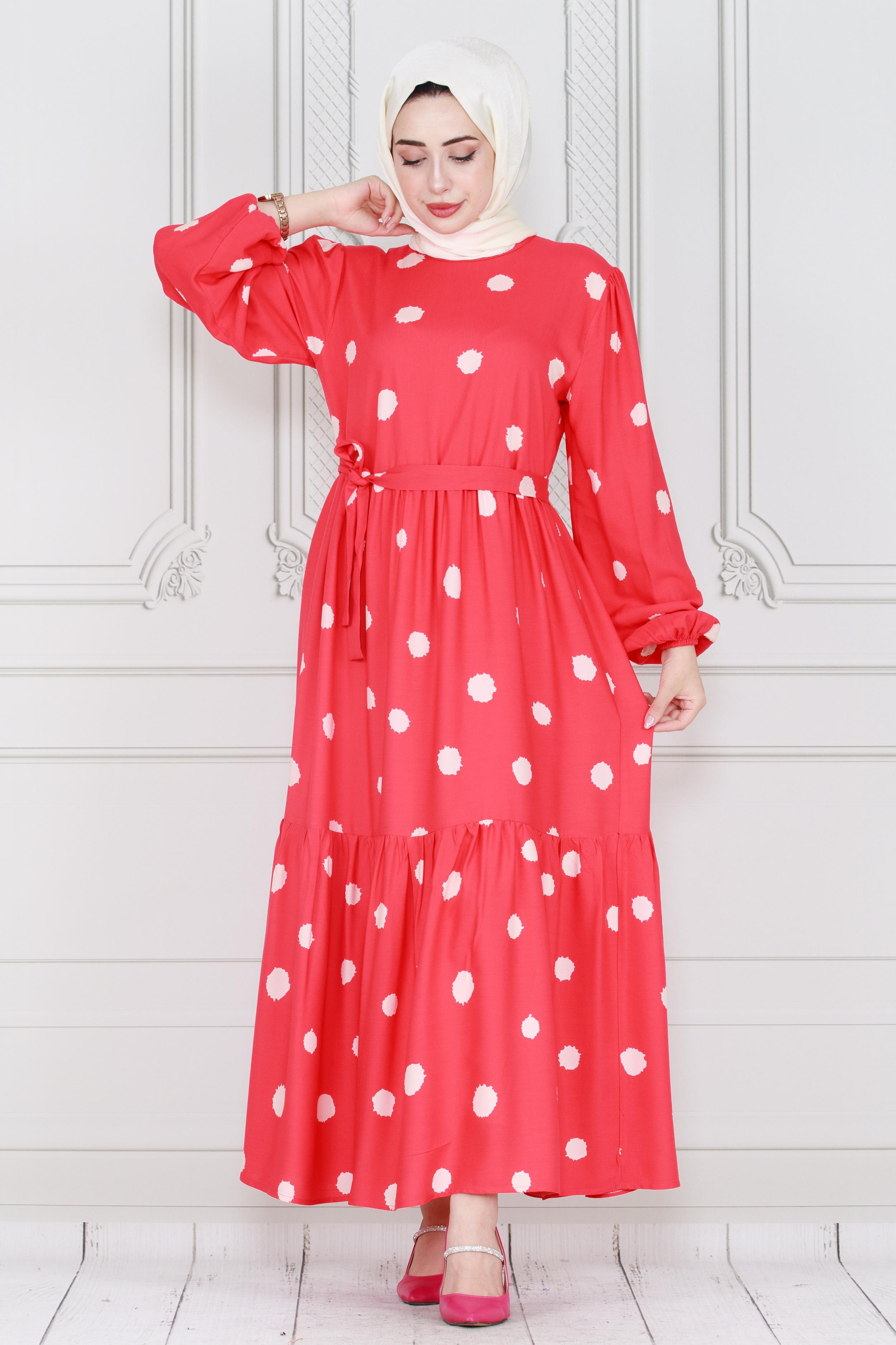 فستان الأميرة منقط -فوشيا