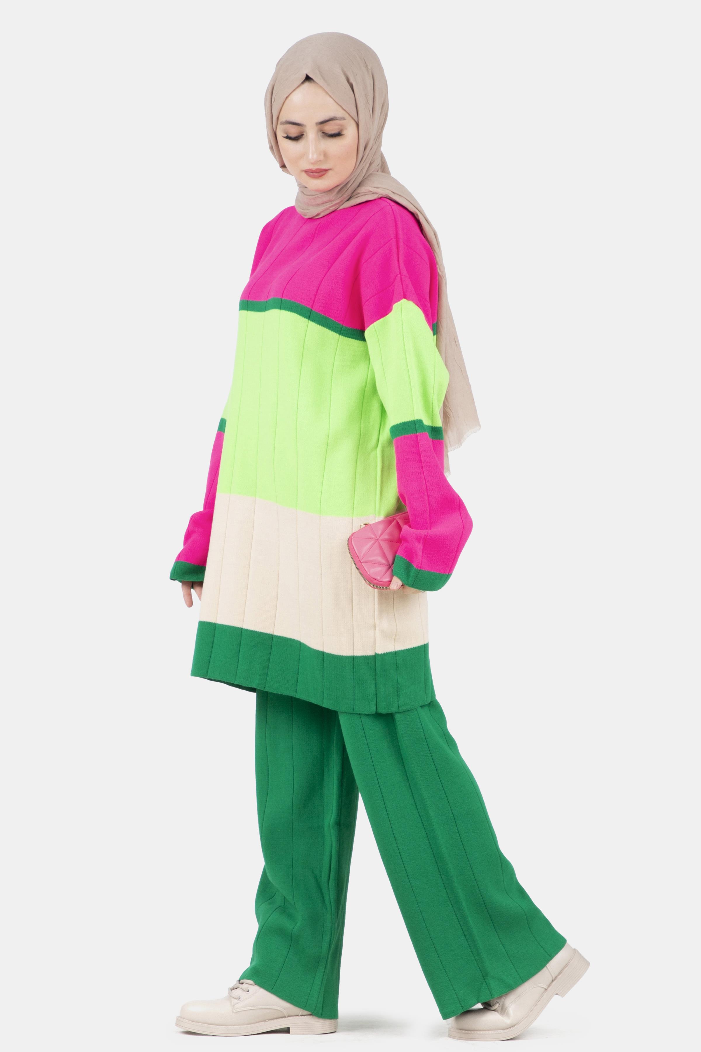 Renkli Triko Takım-pembe